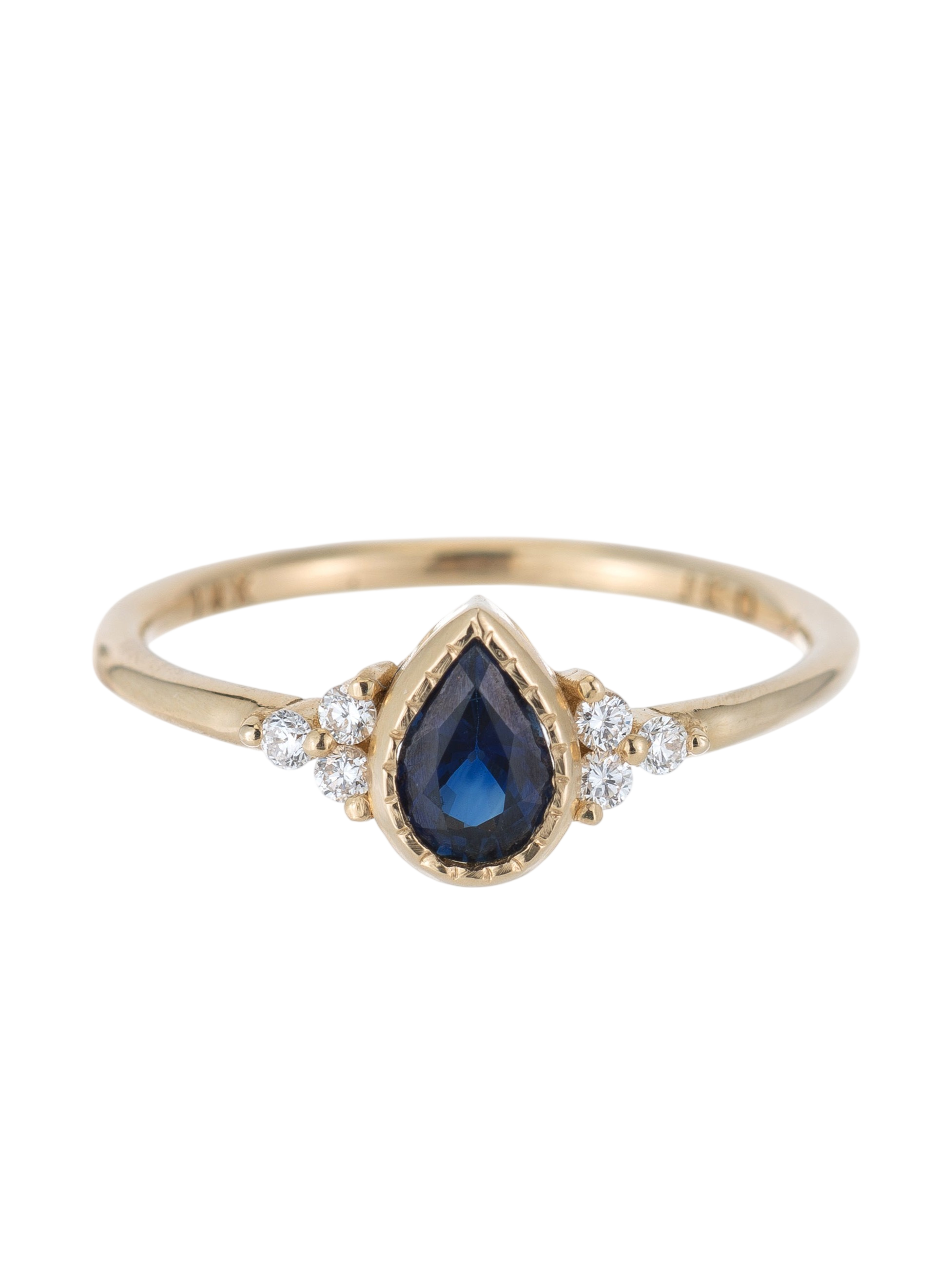 Blue Sapphire Pear Diamond Cluster Ring photo