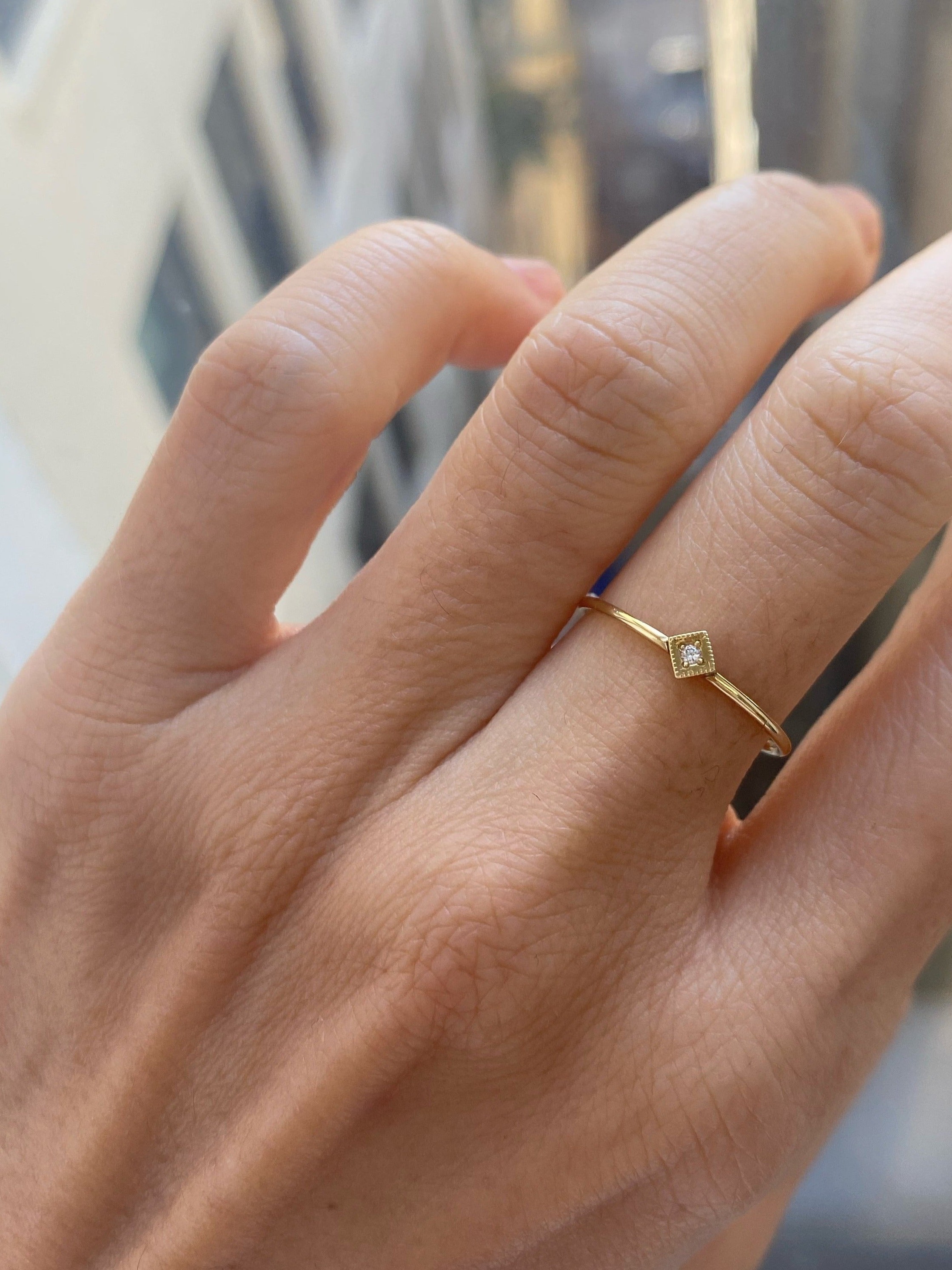 Diamond Mini Square Ring