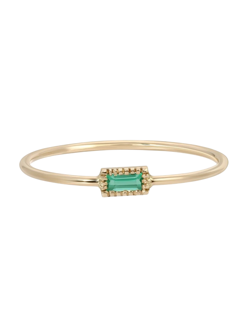 Baguette Emerald Moondrop Ring photo