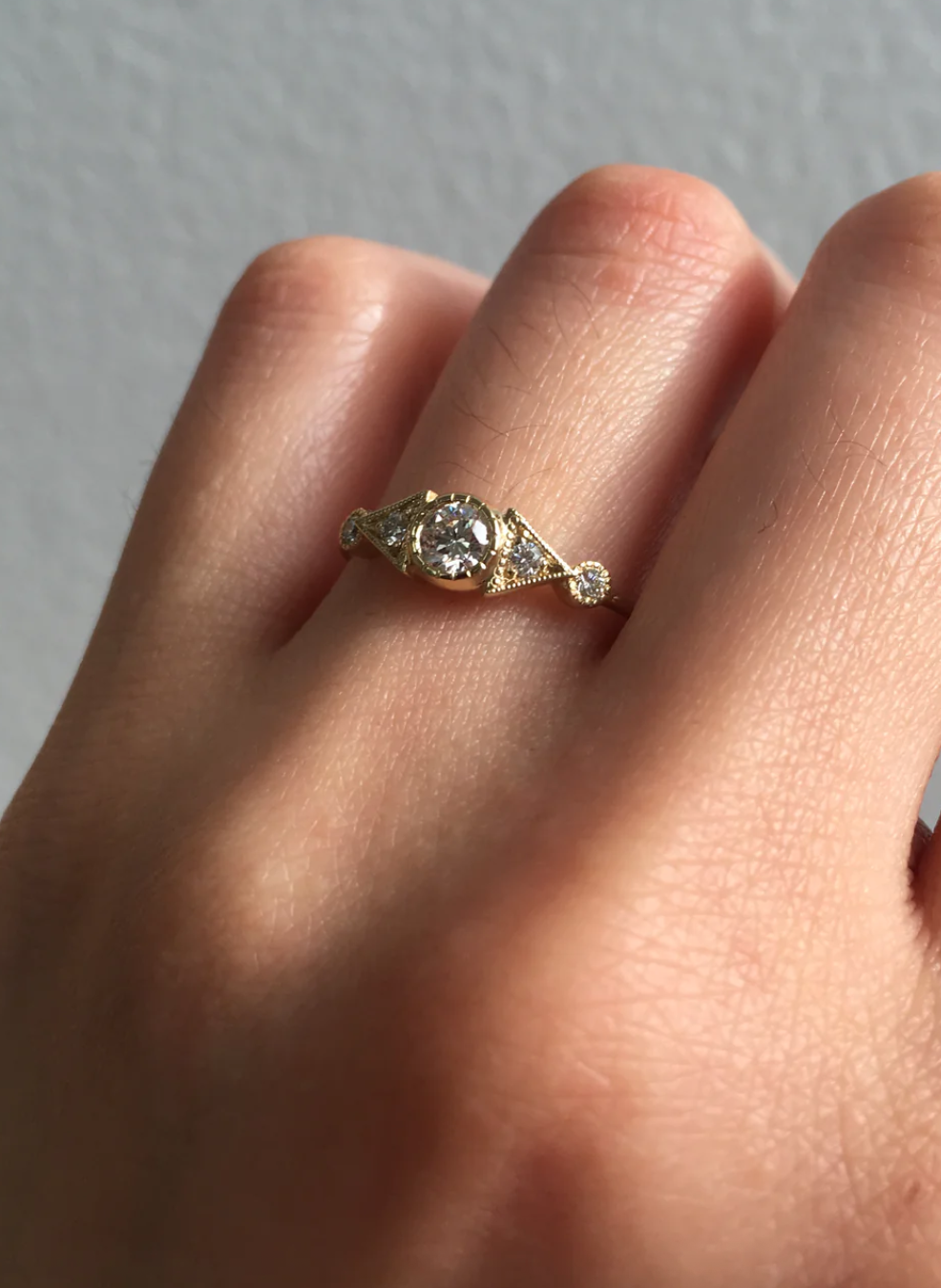 Diamond Duo Deco Spear Ring 14kt