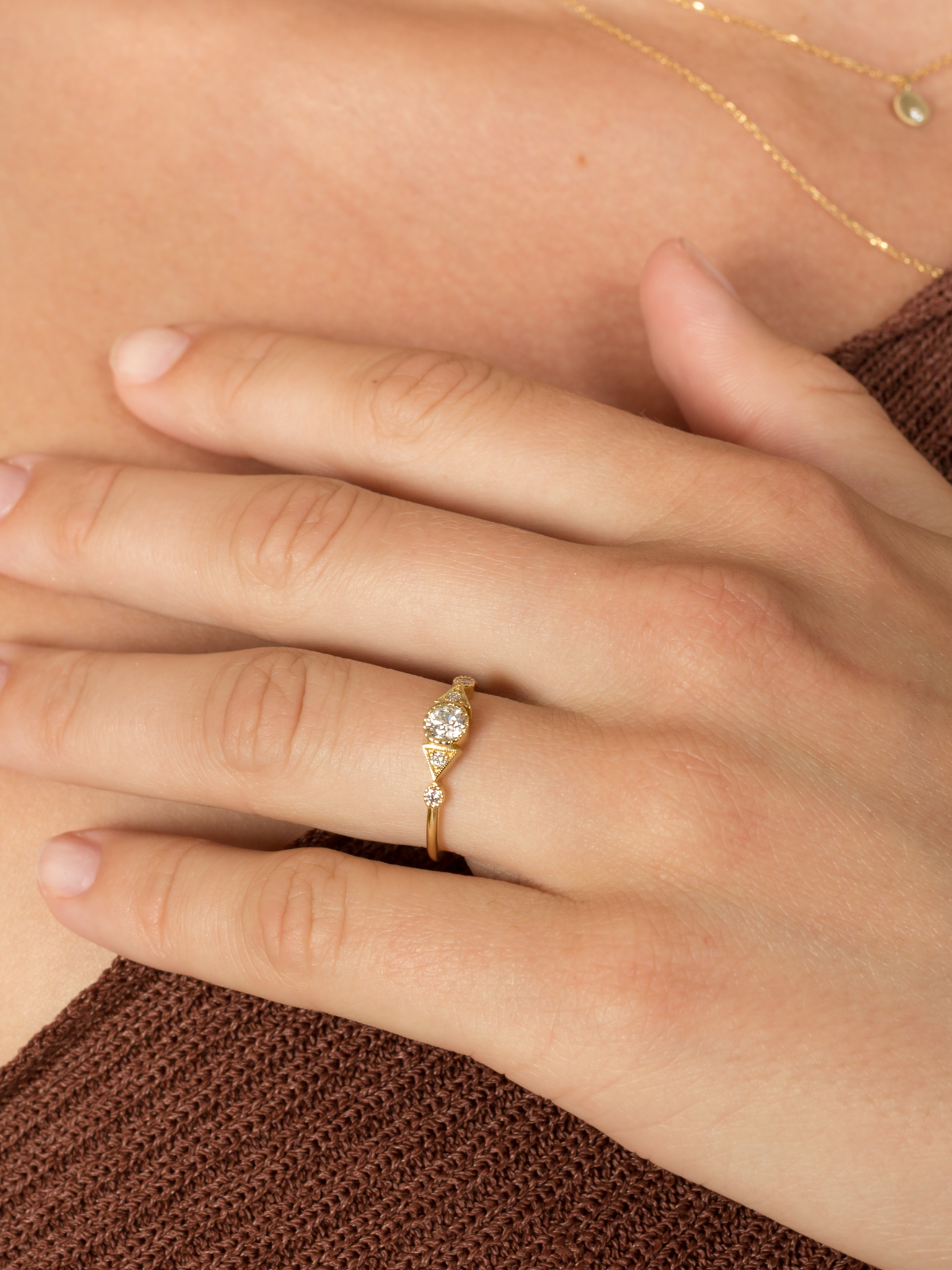 Diamond Duo Deco Spear Ring 14kt