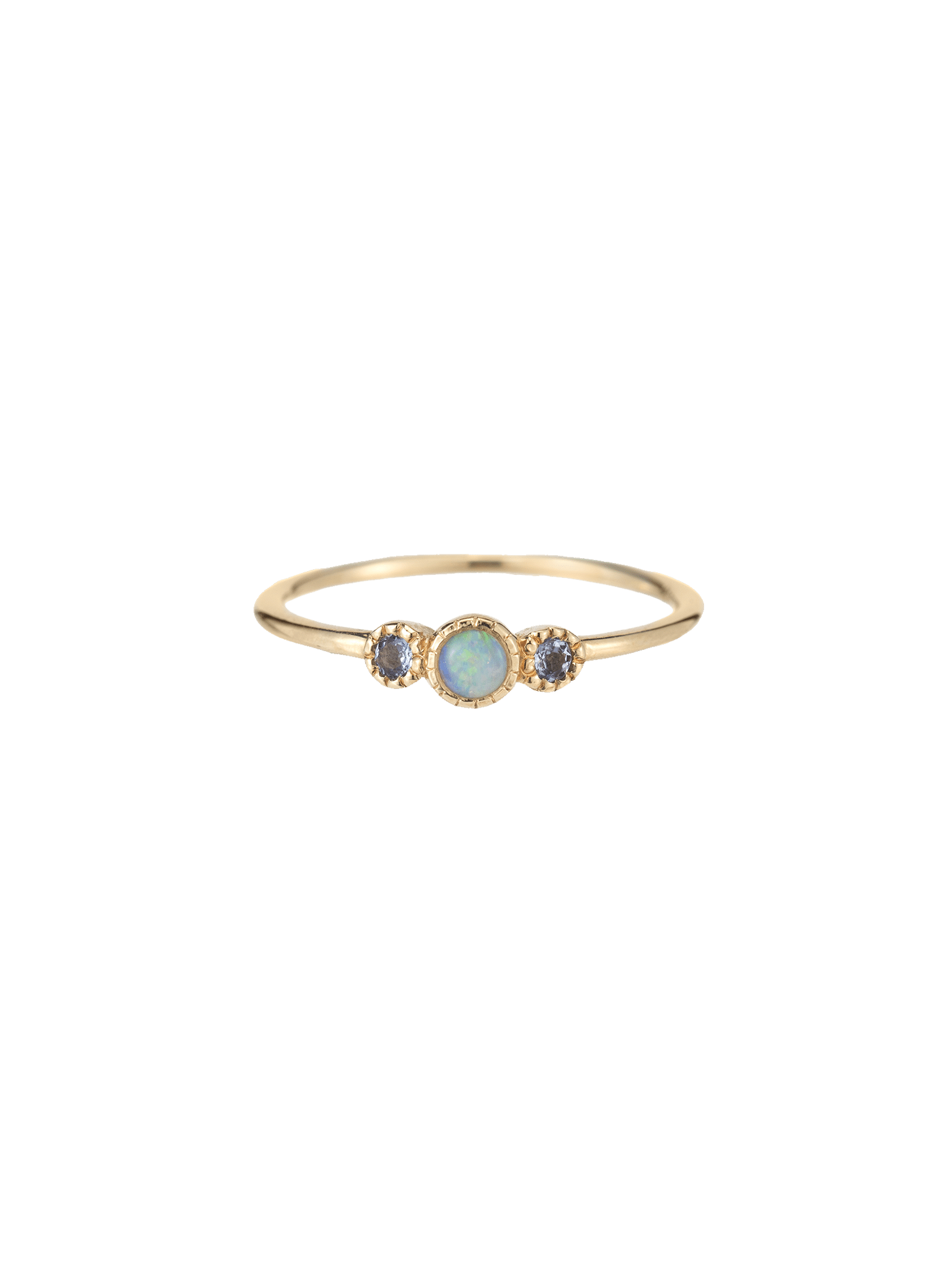 Opal tanzanite trio ring