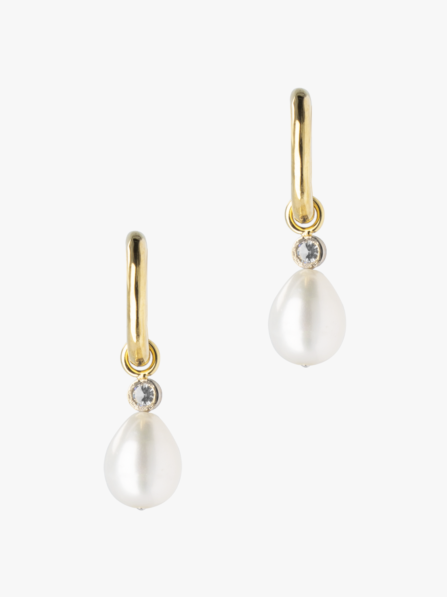 Diamond and pearl detachable hoops