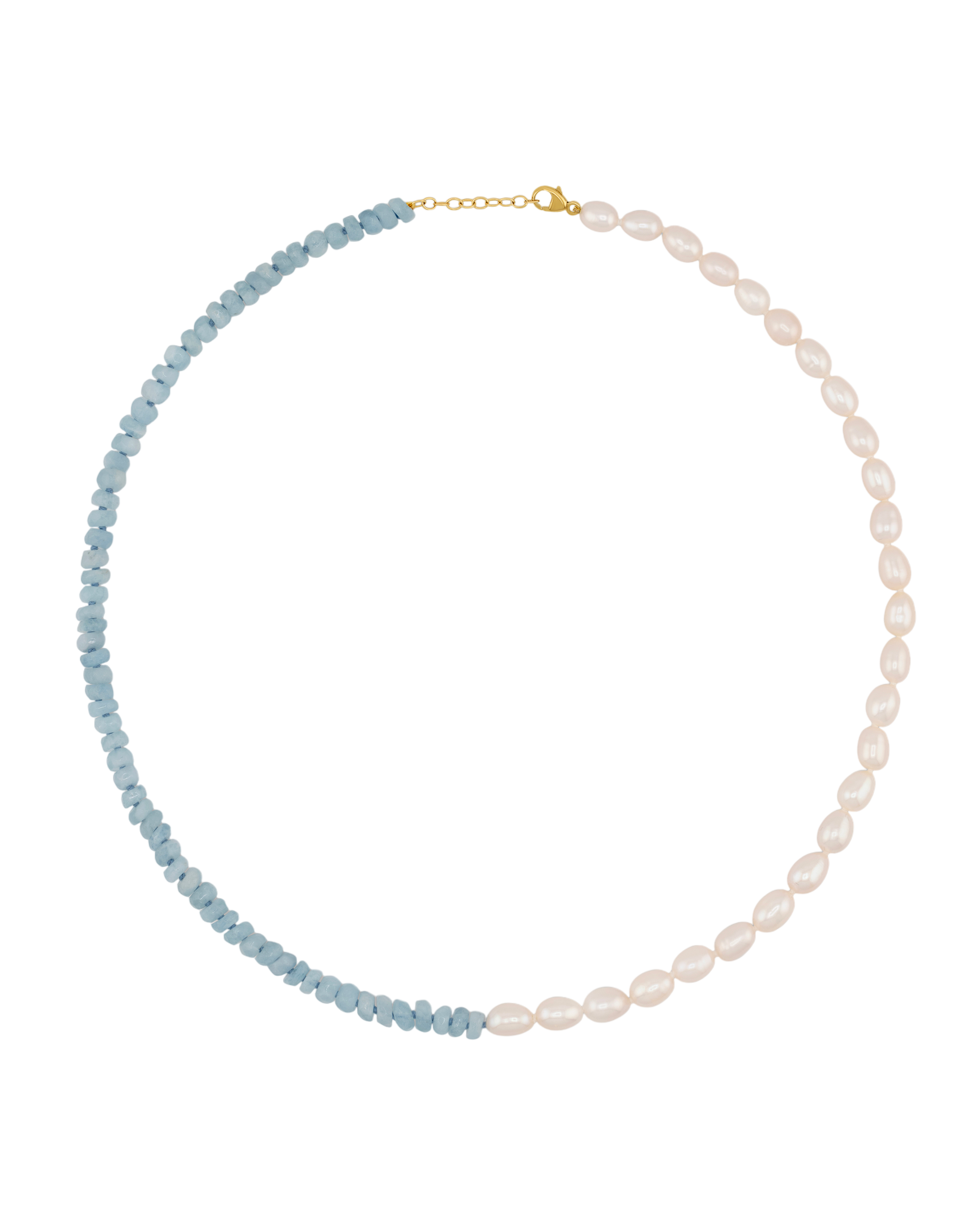 Ocean aquamarine vertical pearl union necklace