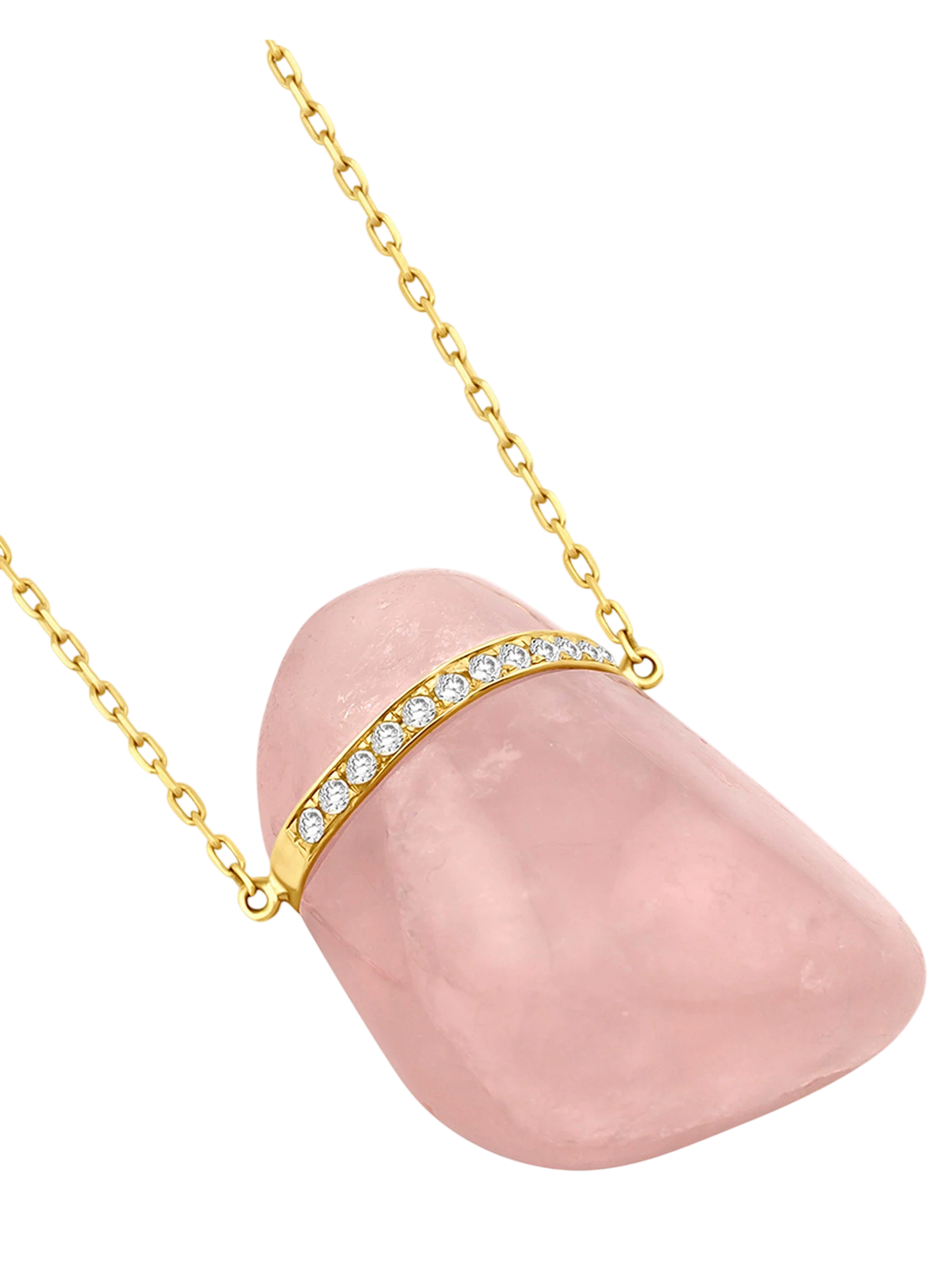 Crystalline Rose Quartz Diamond Bar Necklace