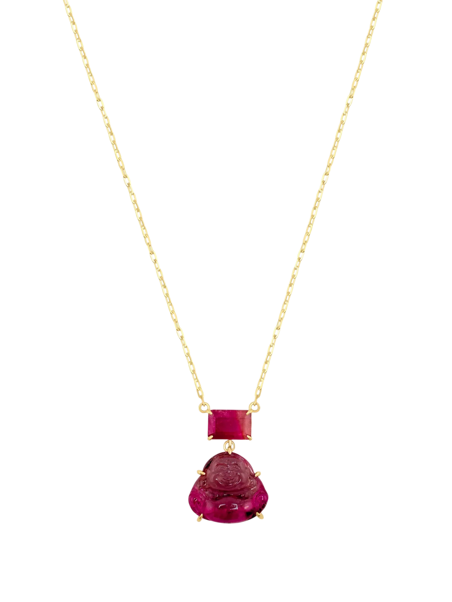 Happy Buddha Bicolor Tourmaline Necklace