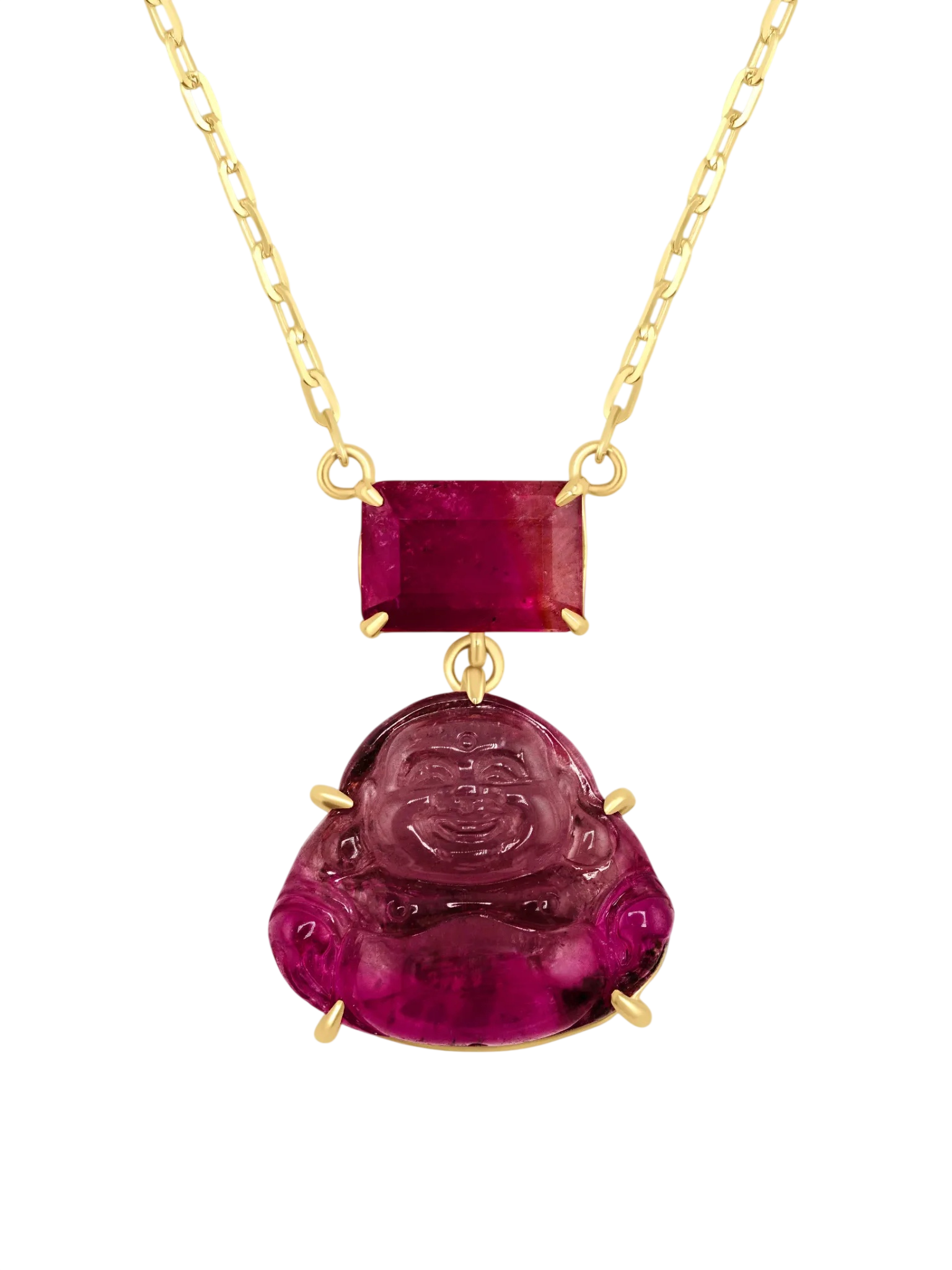 Happy Buddha Bicolor Tourmaline Necklace