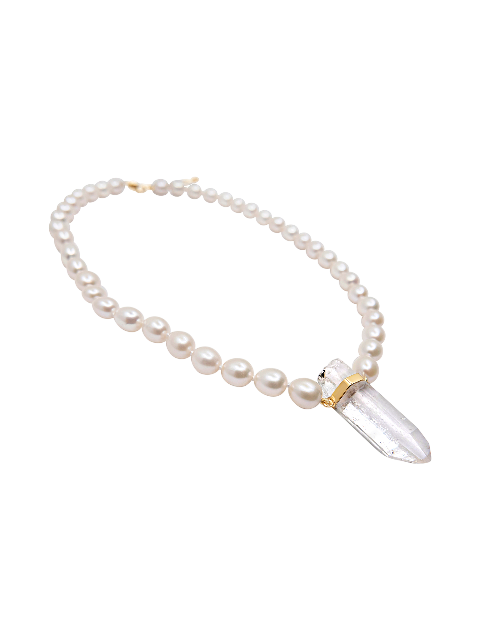 Ocean crystal quartz pearl necklace