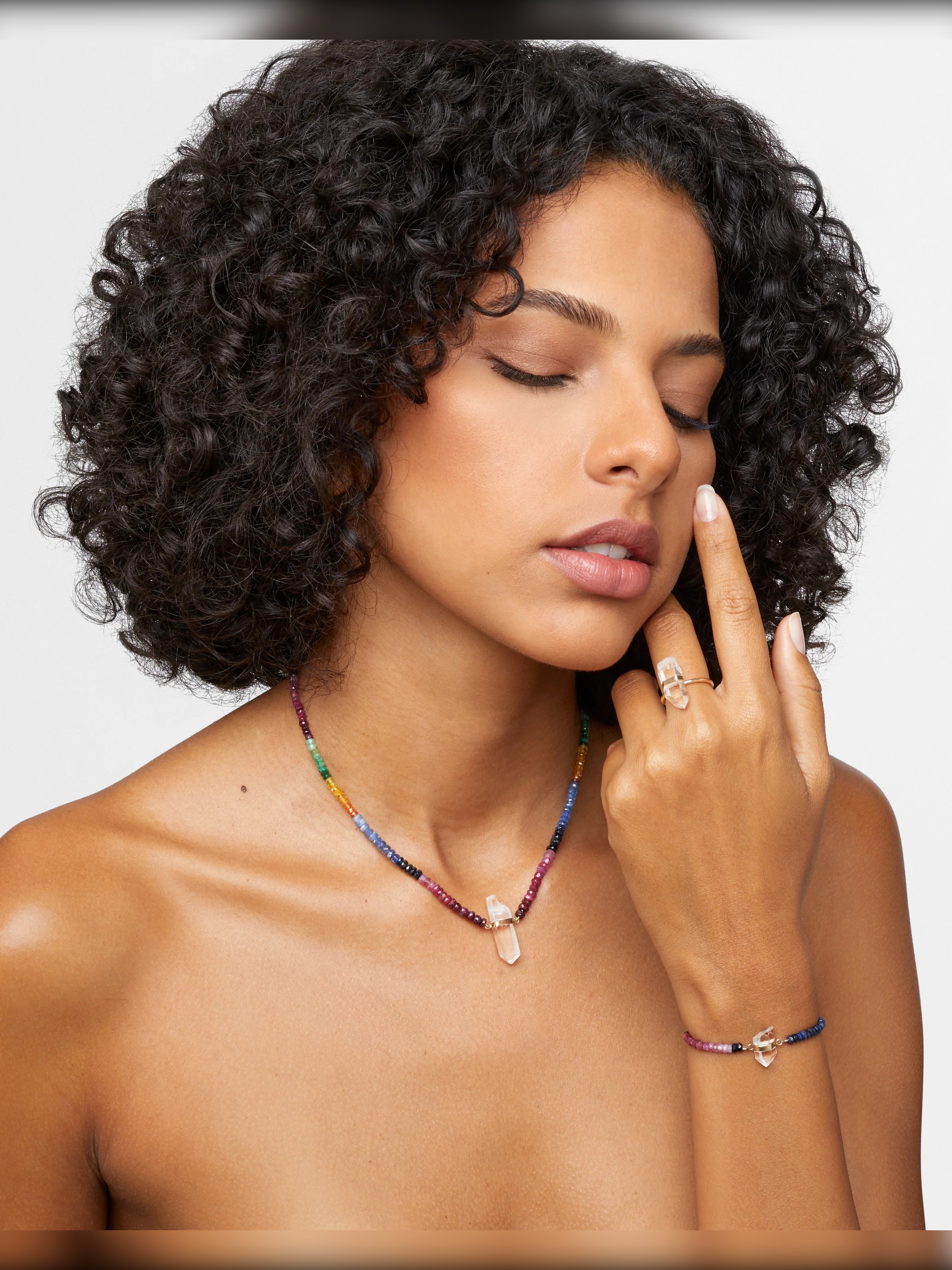Arizona Dark Rainbow Sapphire Crystal Quartz Necklace