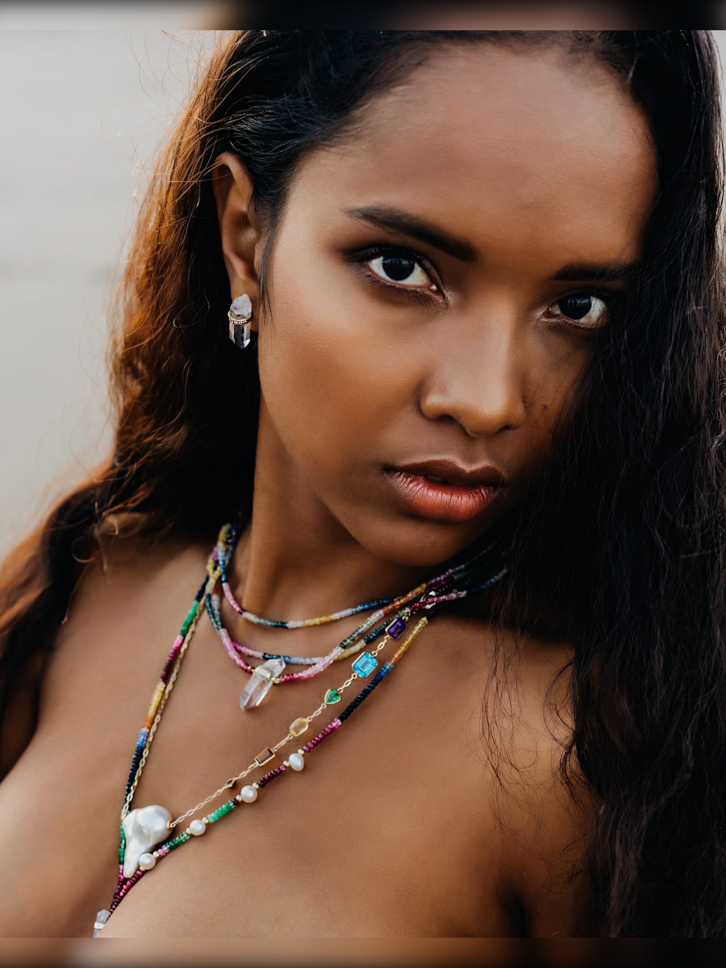 Arizona Dark Rainbow Sapphire Crystal Quartz Necklace