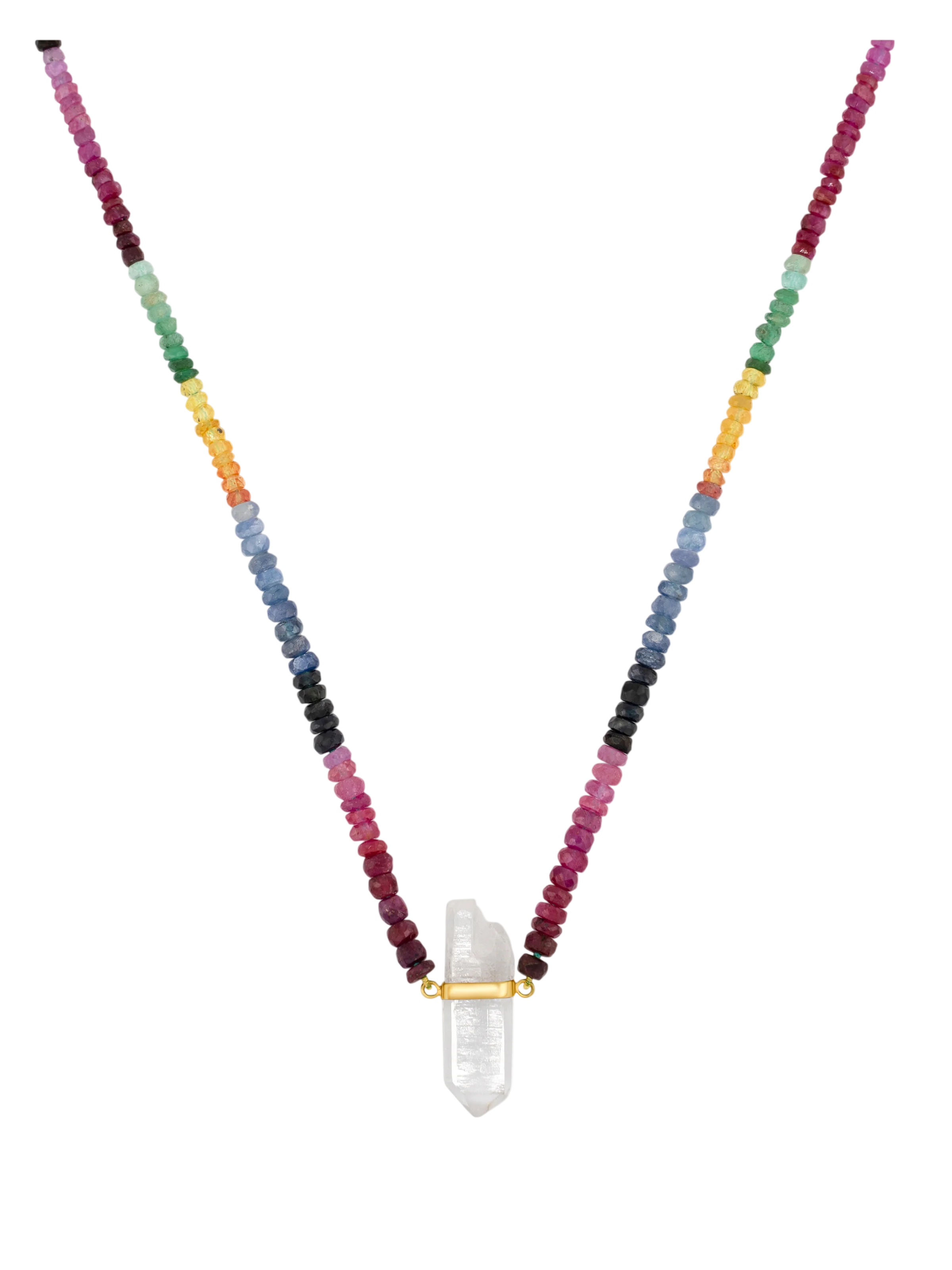 Arizona Dark Rainbow Sapphire Crystal Quartz Necklace photo