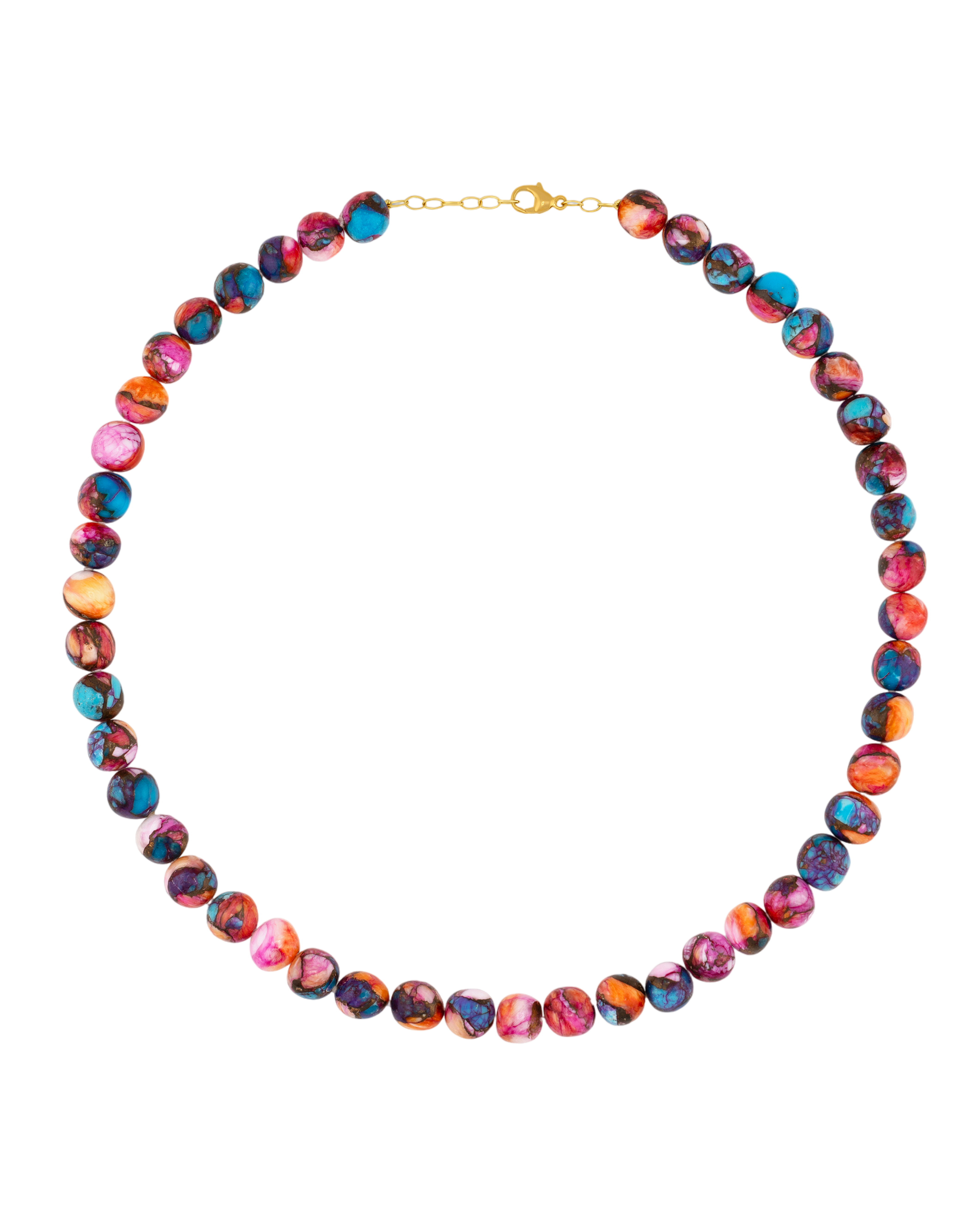 Nevada orange dahlia turquoise sphere necklace 