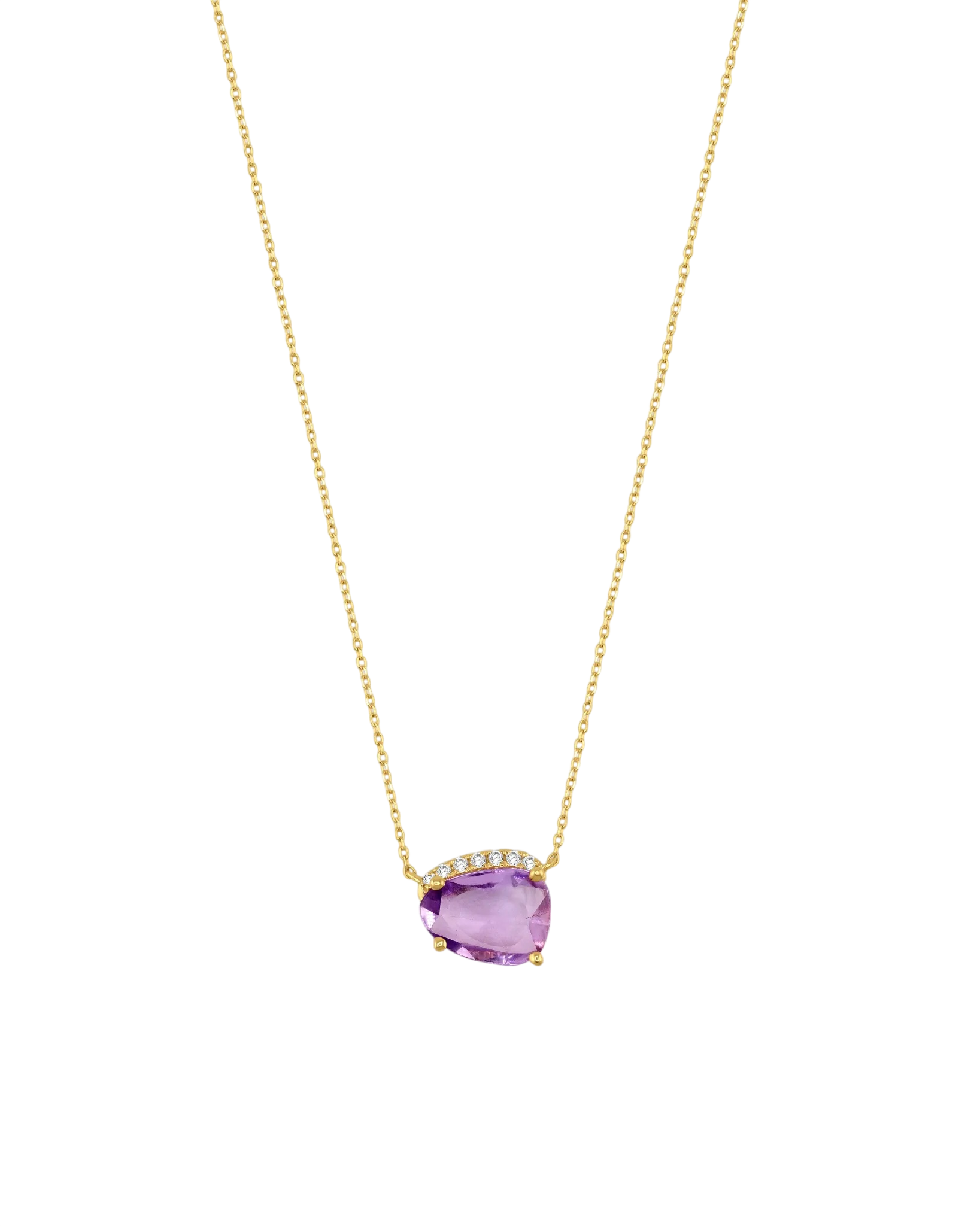 Chakra Purple Sapphire Diamond Halo Necklace