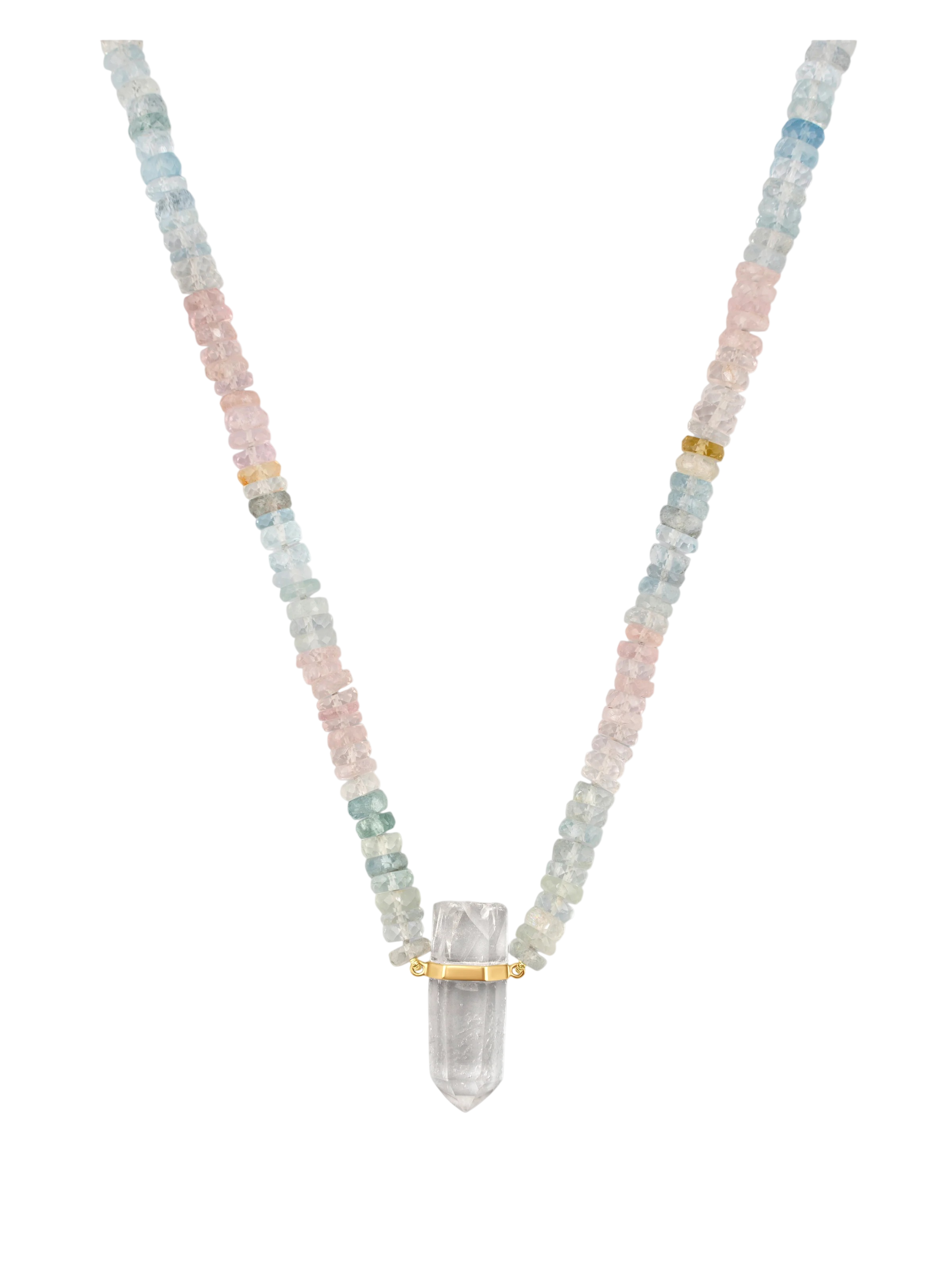 Aurora Morganite Crystal Quartz Charm Necklace photo