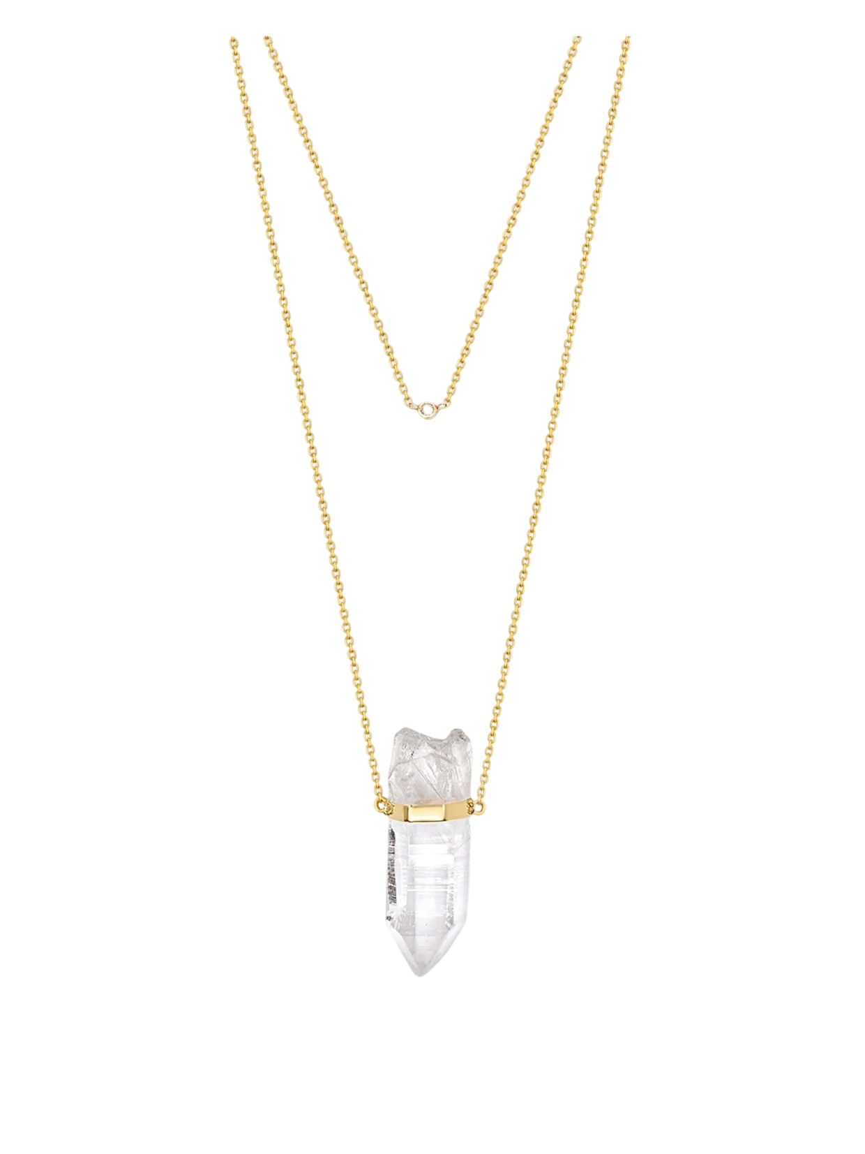 Crystalline Double Layer Crystal Quartz Diamond Bezel Necklace photo