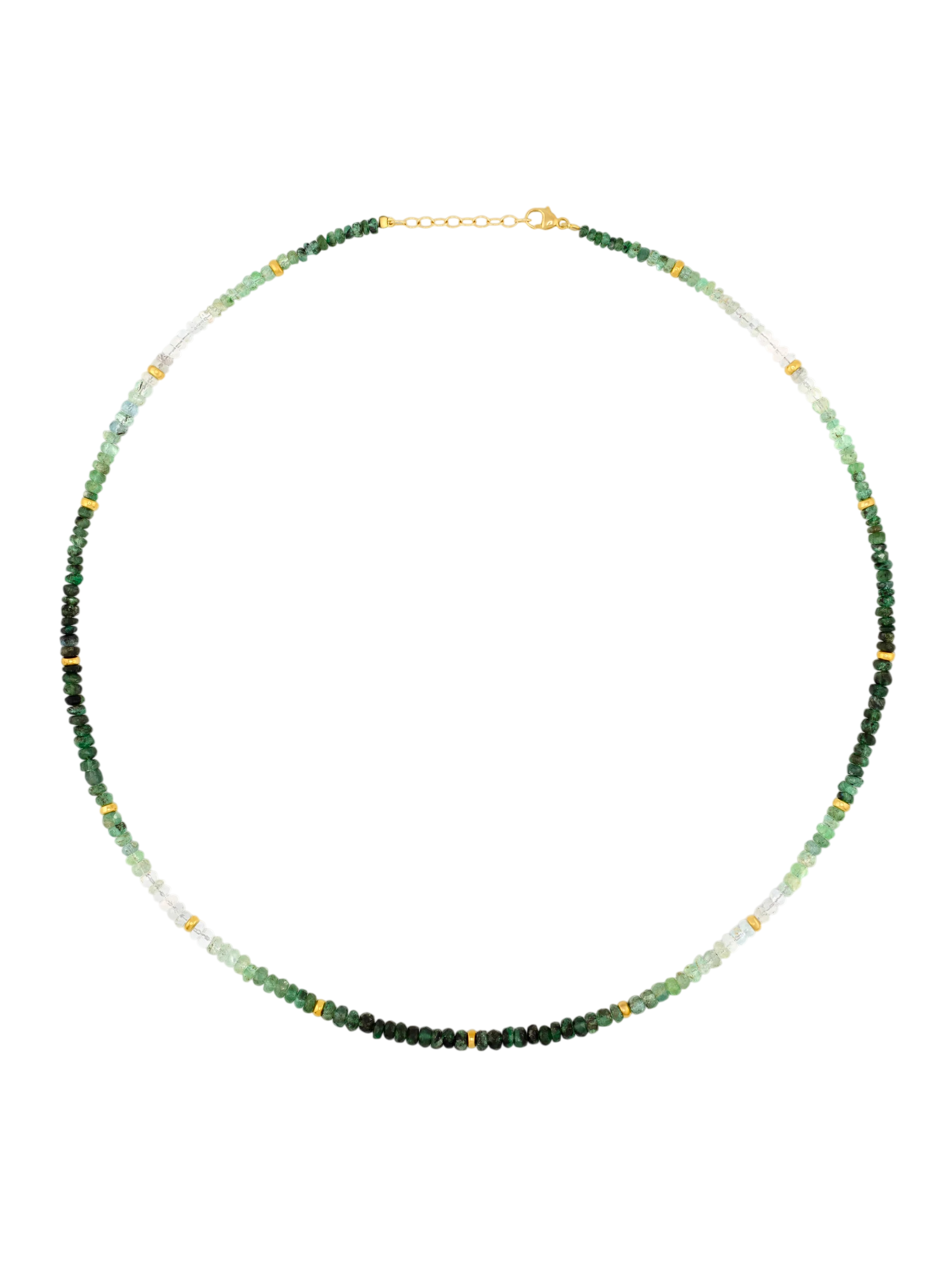 Arizona Ombre Emerald Mini Gold Bead Necklace photo