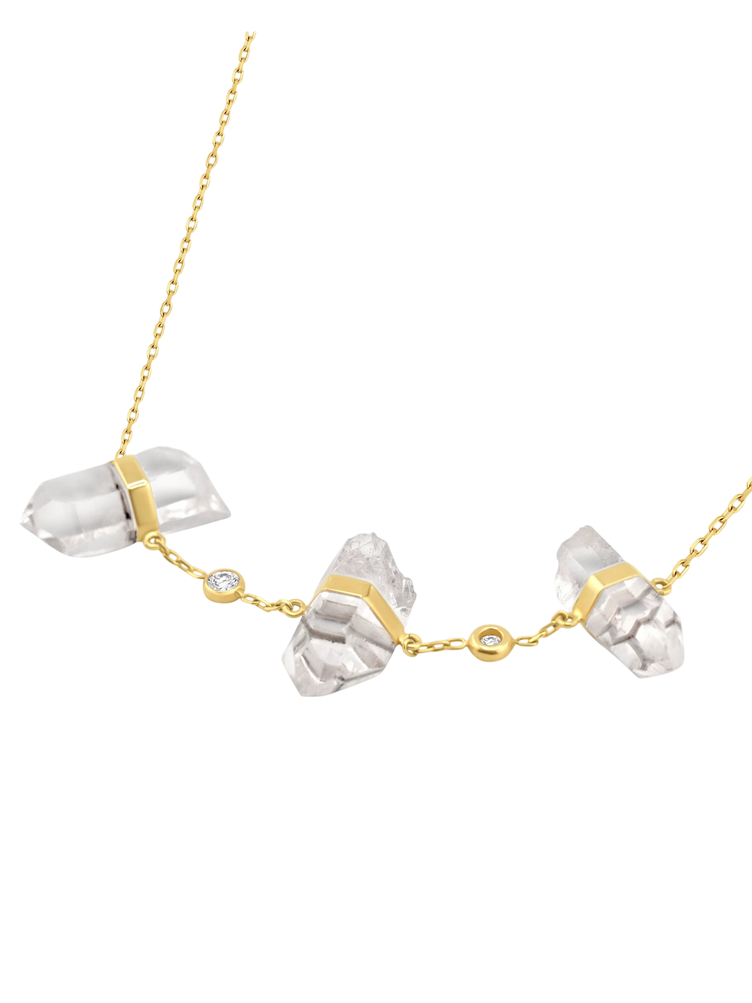 Crystalline Crystal Quartz Crown Diamond Necklace