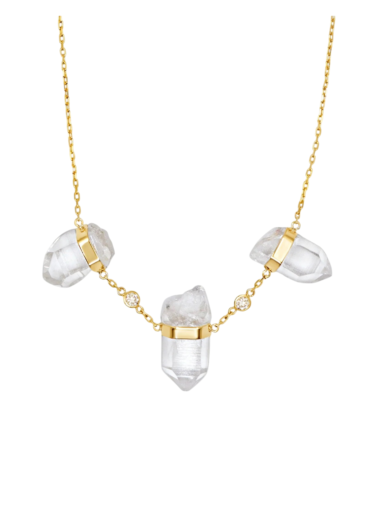 Crystalline Crystal Quartz Crown Diamond Necklace photo