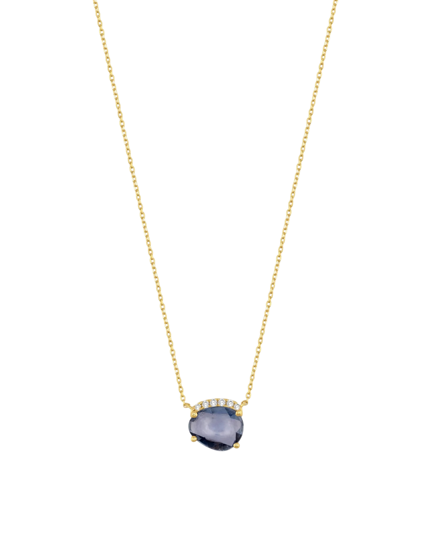 Chakra Blue Sapphire Diamond Halo Necklace