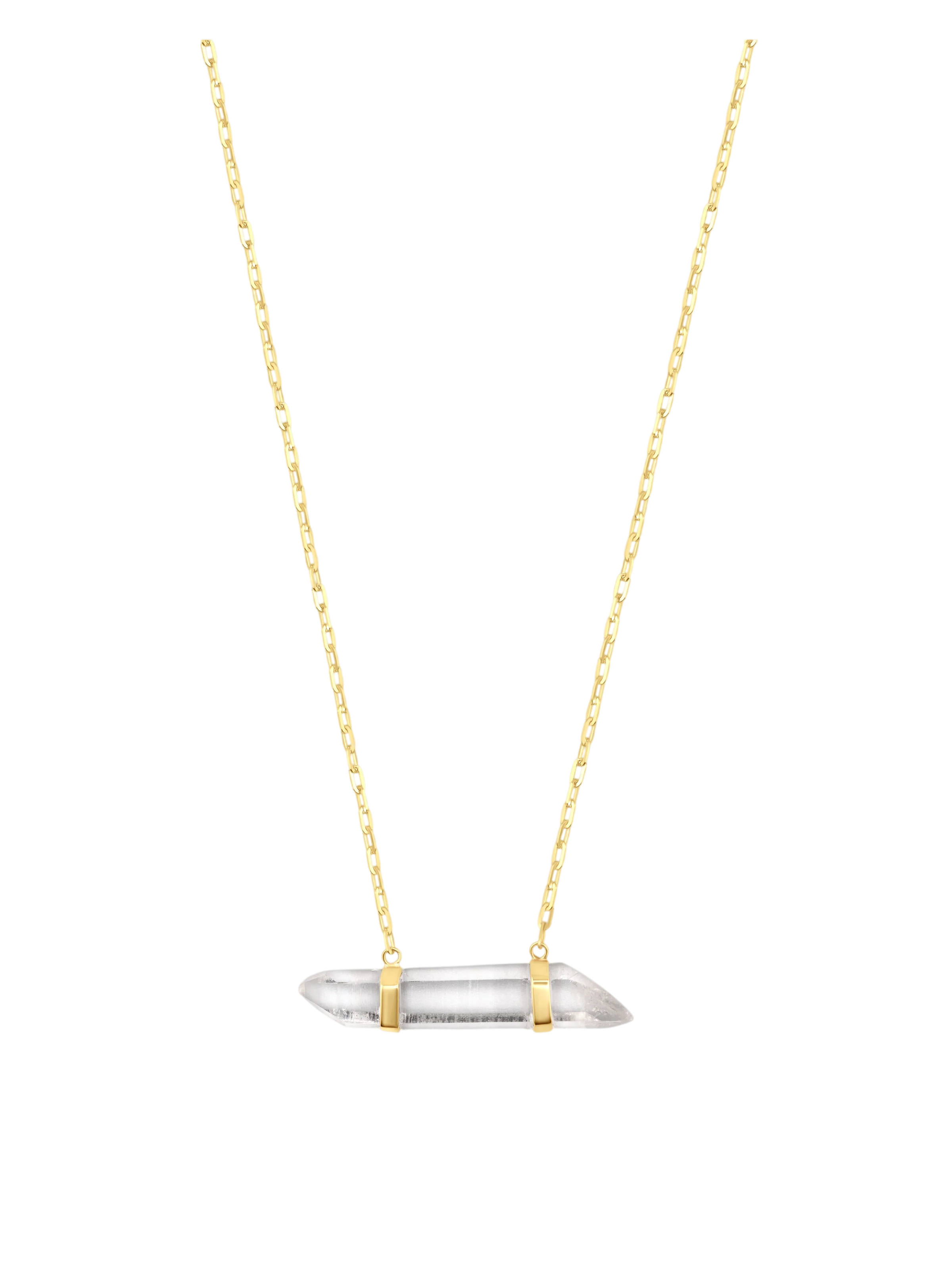 Crystalline Crystal Quartz Double Gold Bar Necklace photo