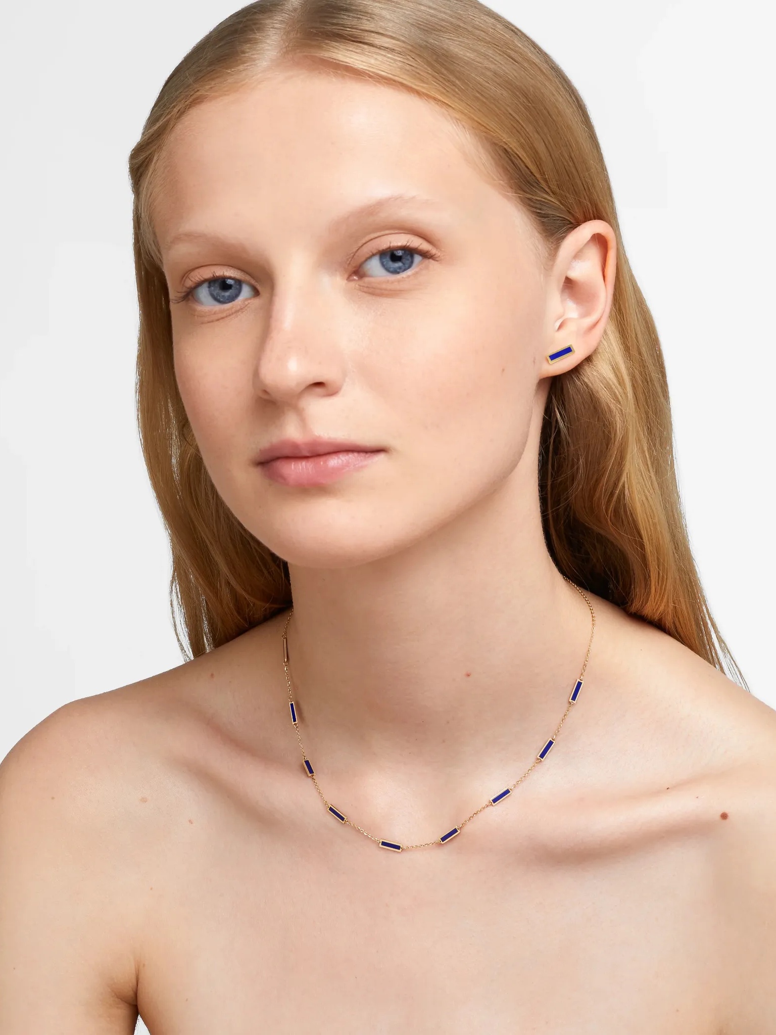 Marquet Lapis Gold Bar Chain Necklace