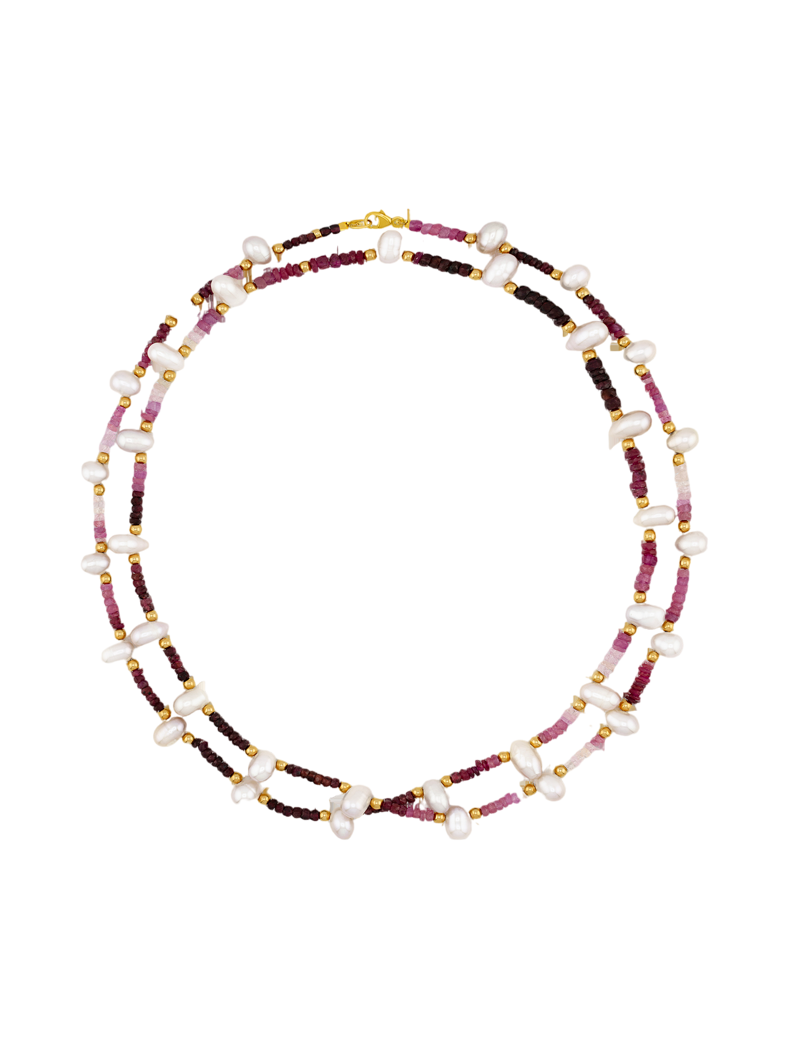 Arizona long ruby pearl necklace