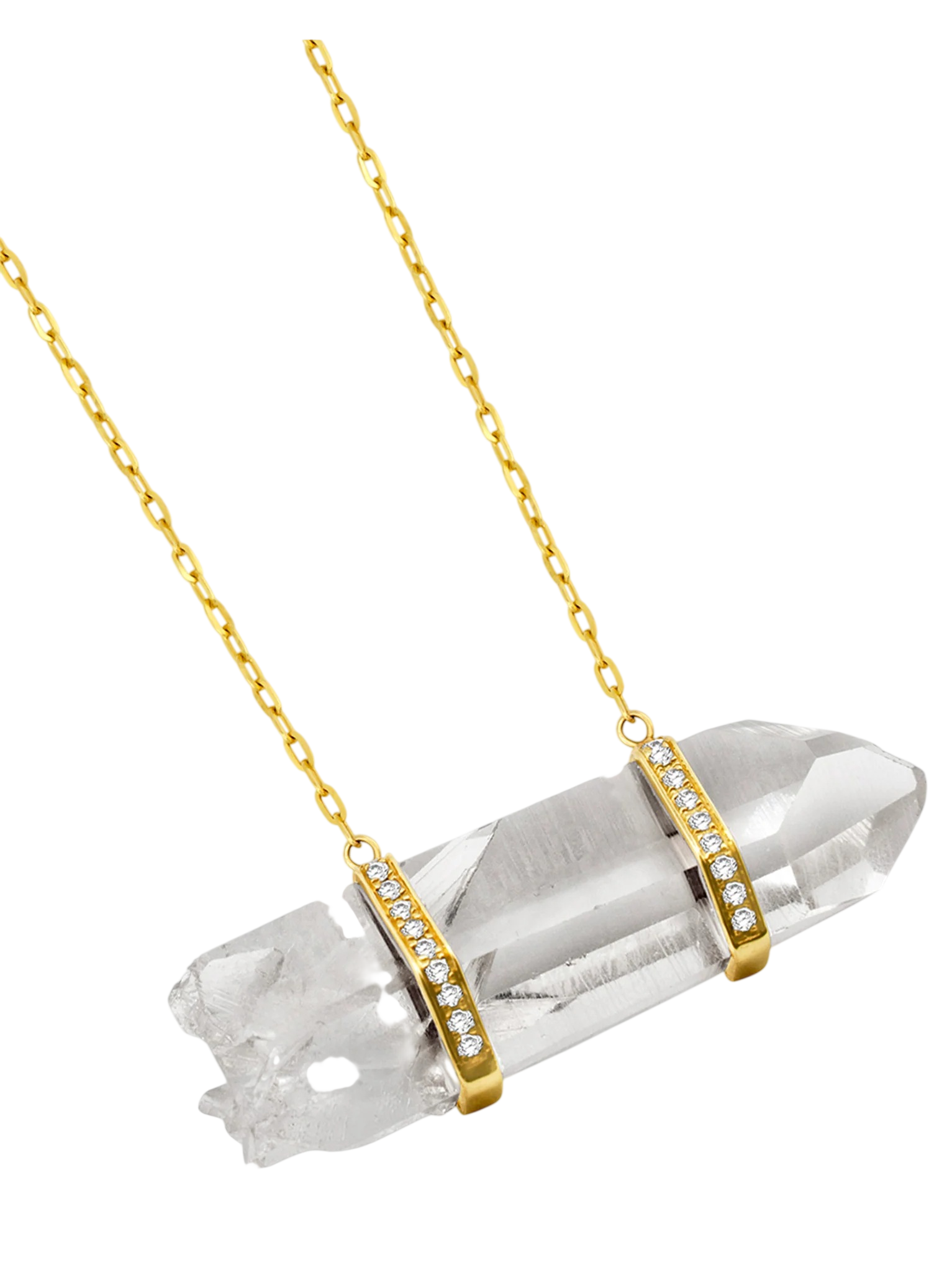 Crystalline Large Crystal Quartz Double Diamond Bar Necklace