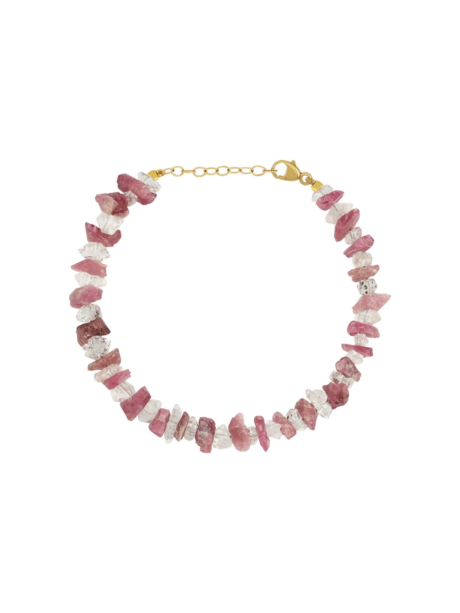 Gaia pink tourmaline and herkimer diamond bracelet