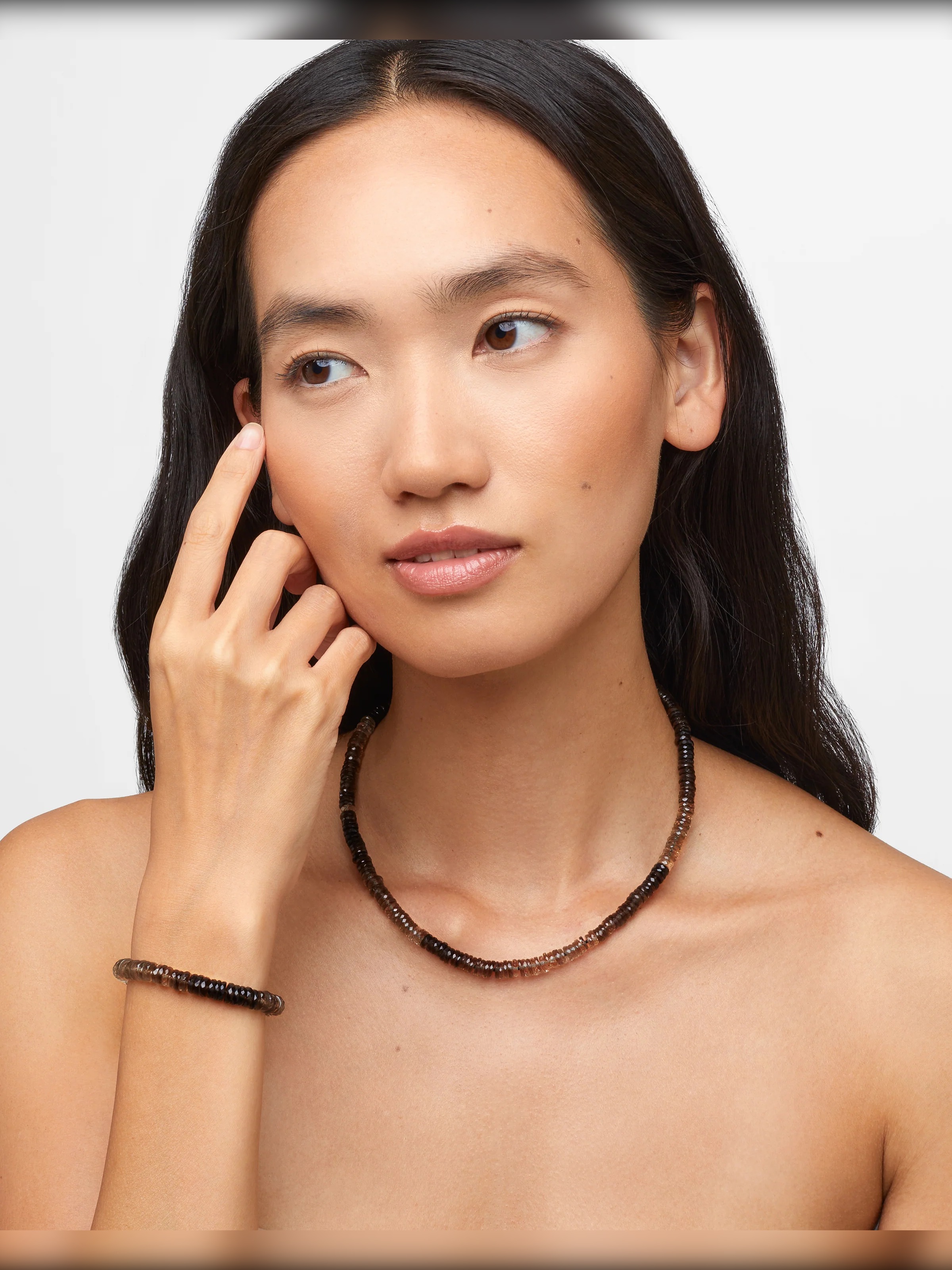 Aurora Smoky Quartz Fancy Cut Necklace