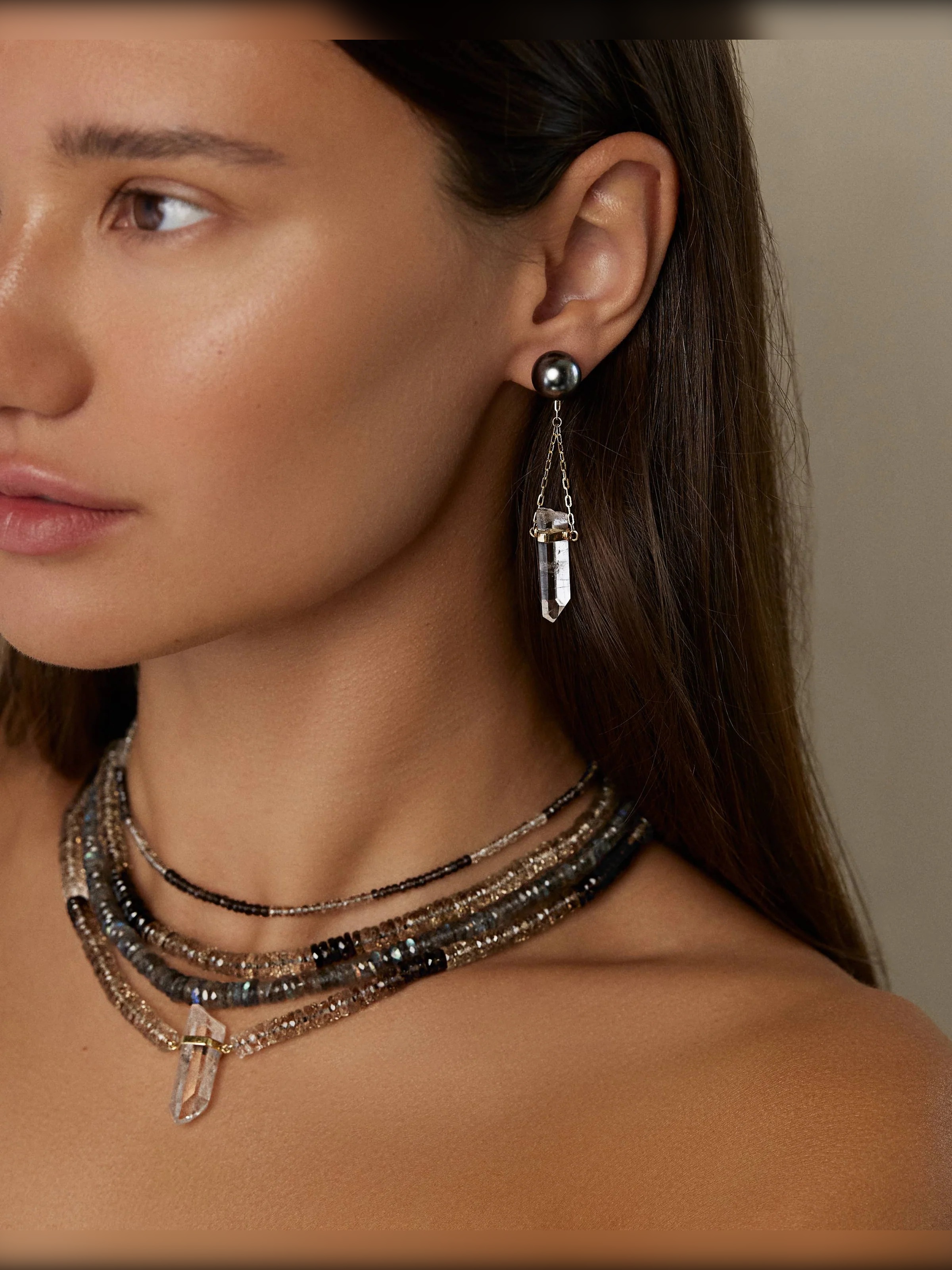Aurora Smoky Quartz Fancy Cut Necklace