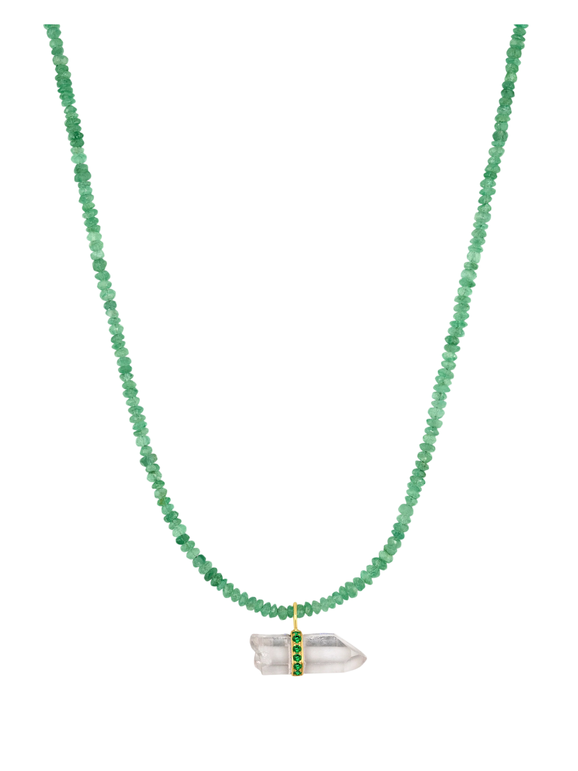 Arizona Crystal Quartz Emerald Bar Charm Necklace photo
