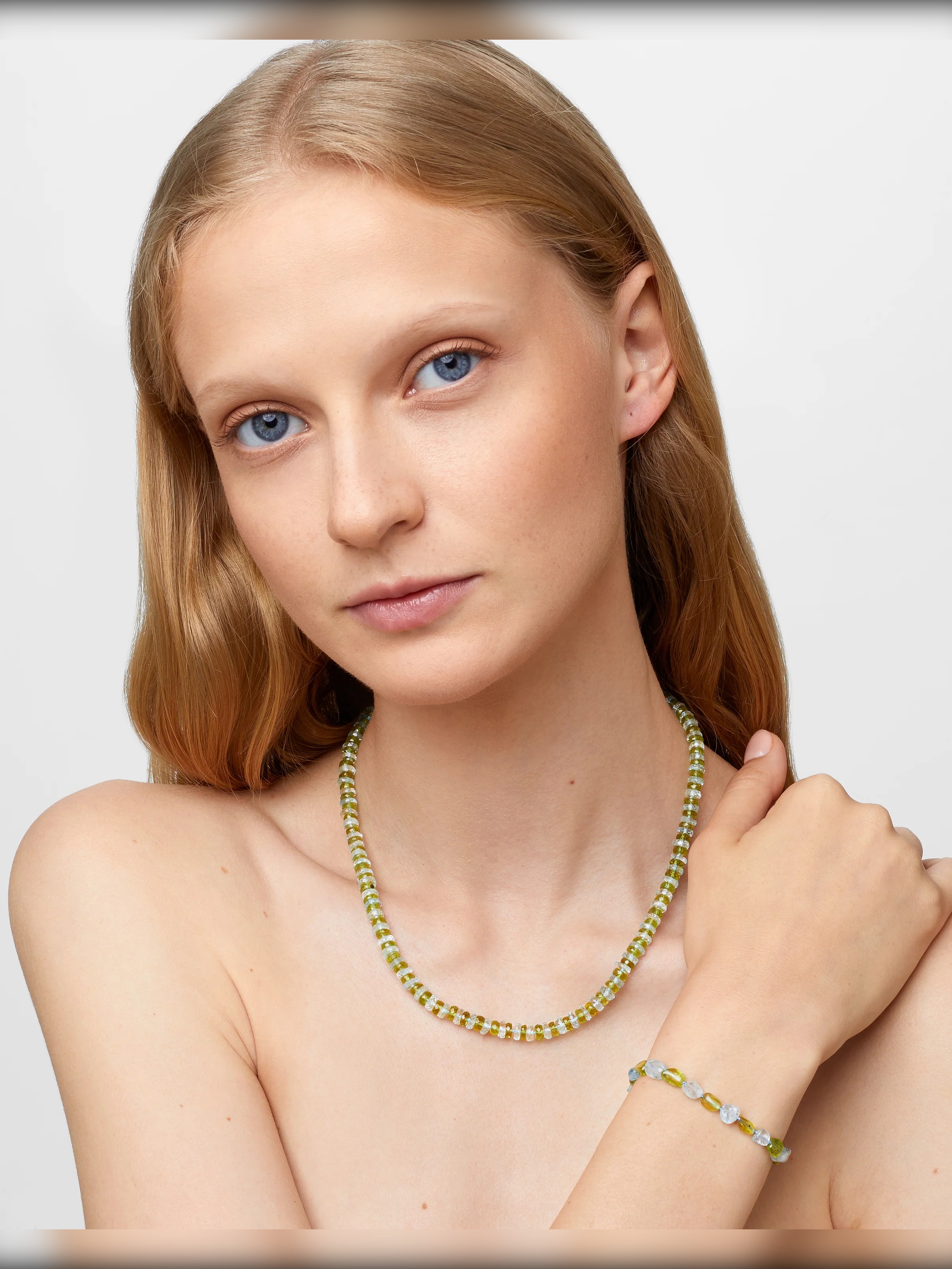 Aurora Aquamarine & Peridot Fancy Cut Necklace