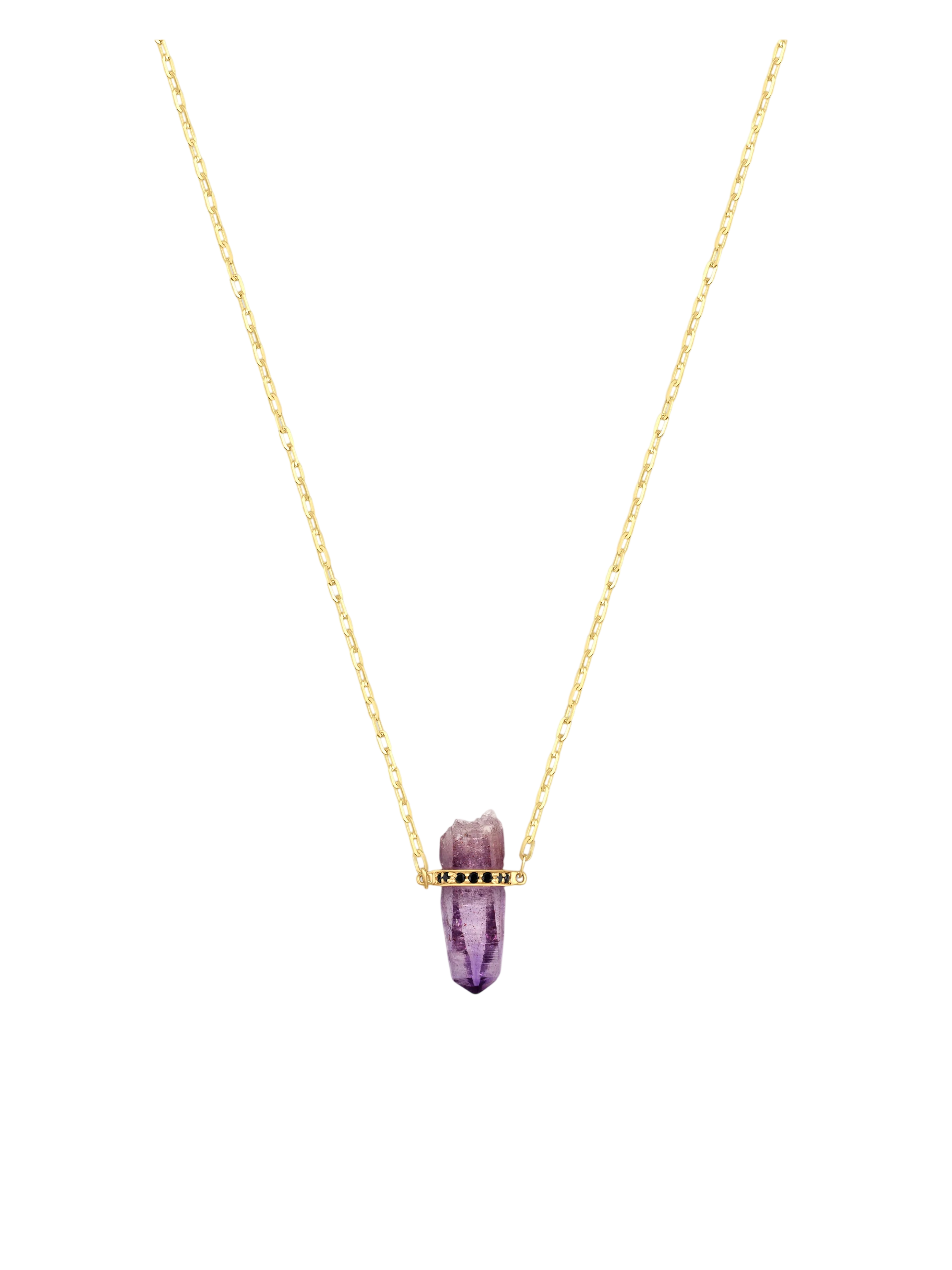 Crystalline Veracruz Amethyst Black Diamond Bar Necklace photo