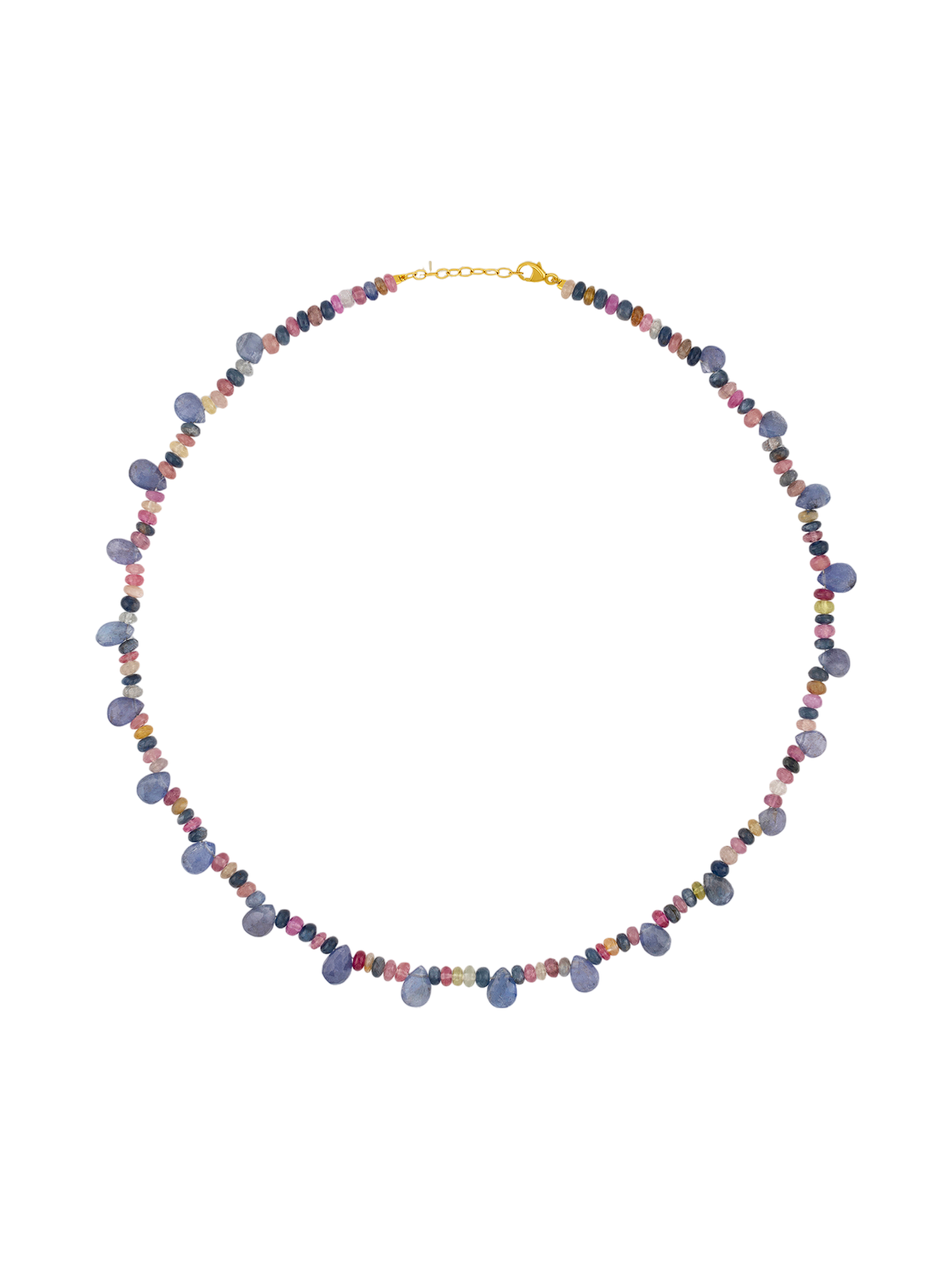 Arizona rainbow sapphire tanzanite drops necklace 