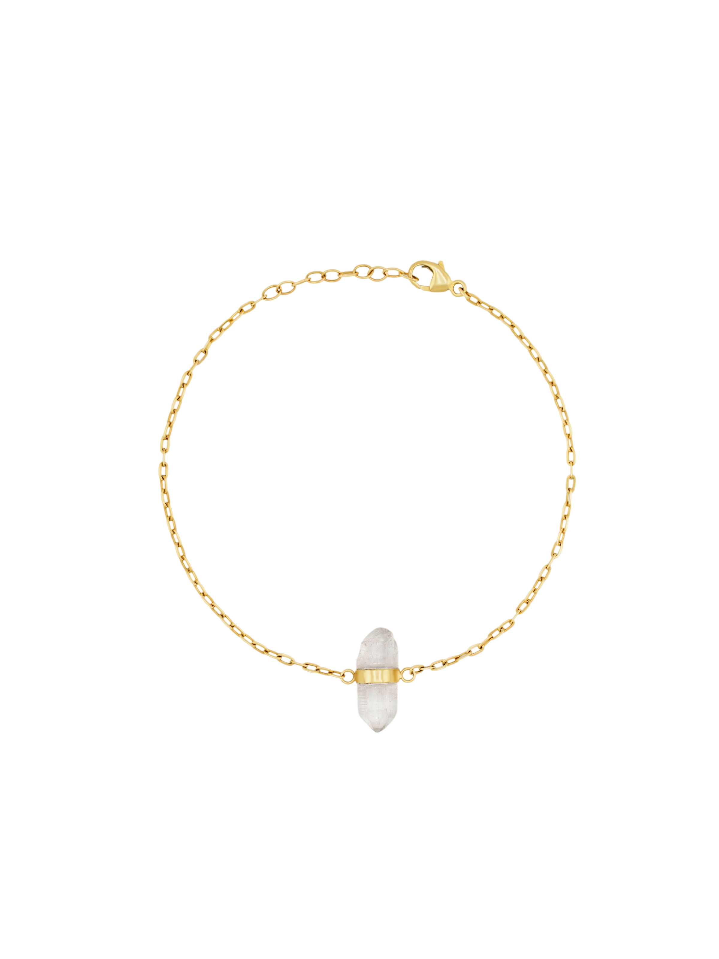 Crystalline Crystal Quartz Gold Bar Bracelet photo