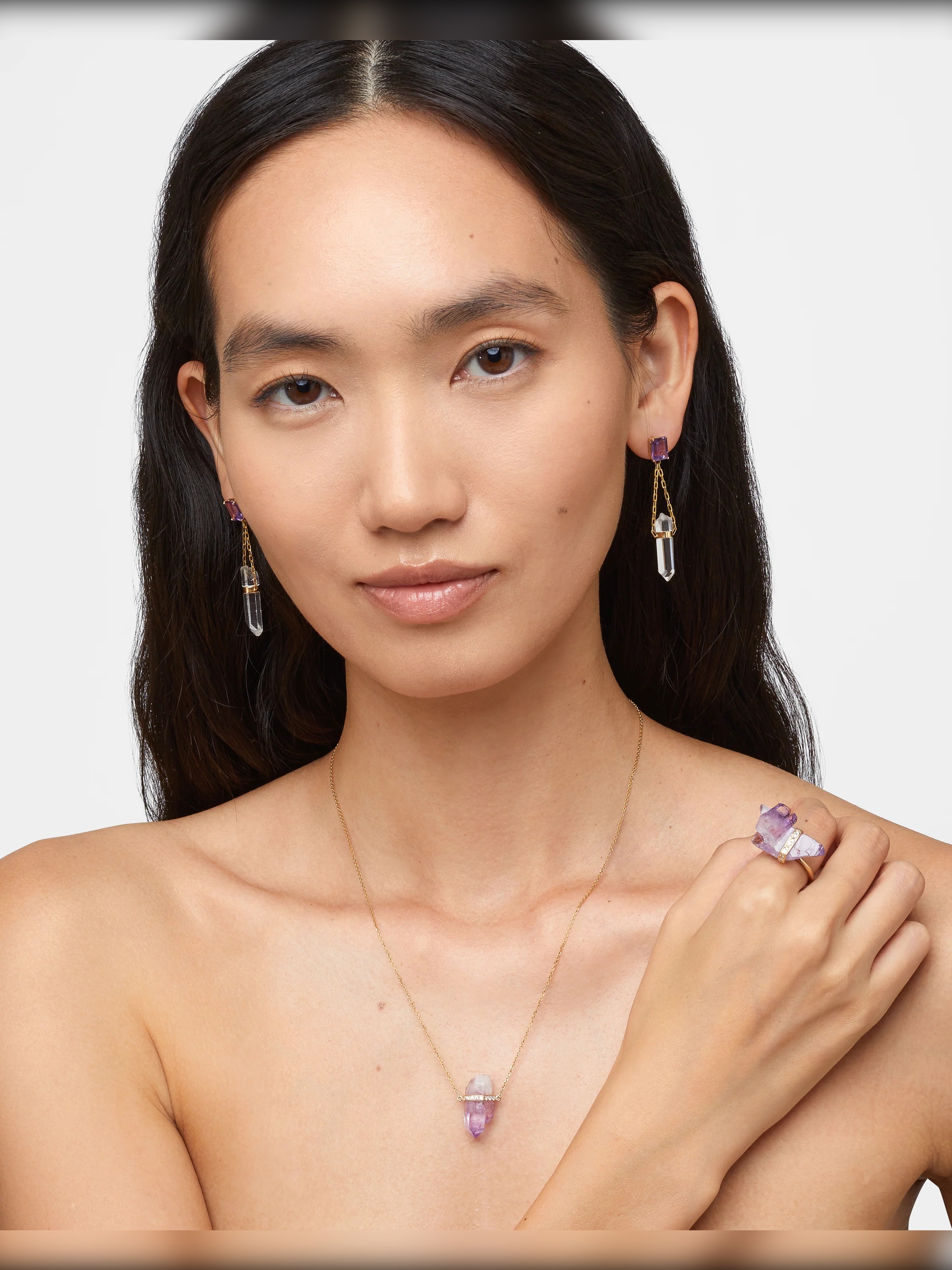 Crystalline Veracruz Amethyst Diamond Bar Necklace