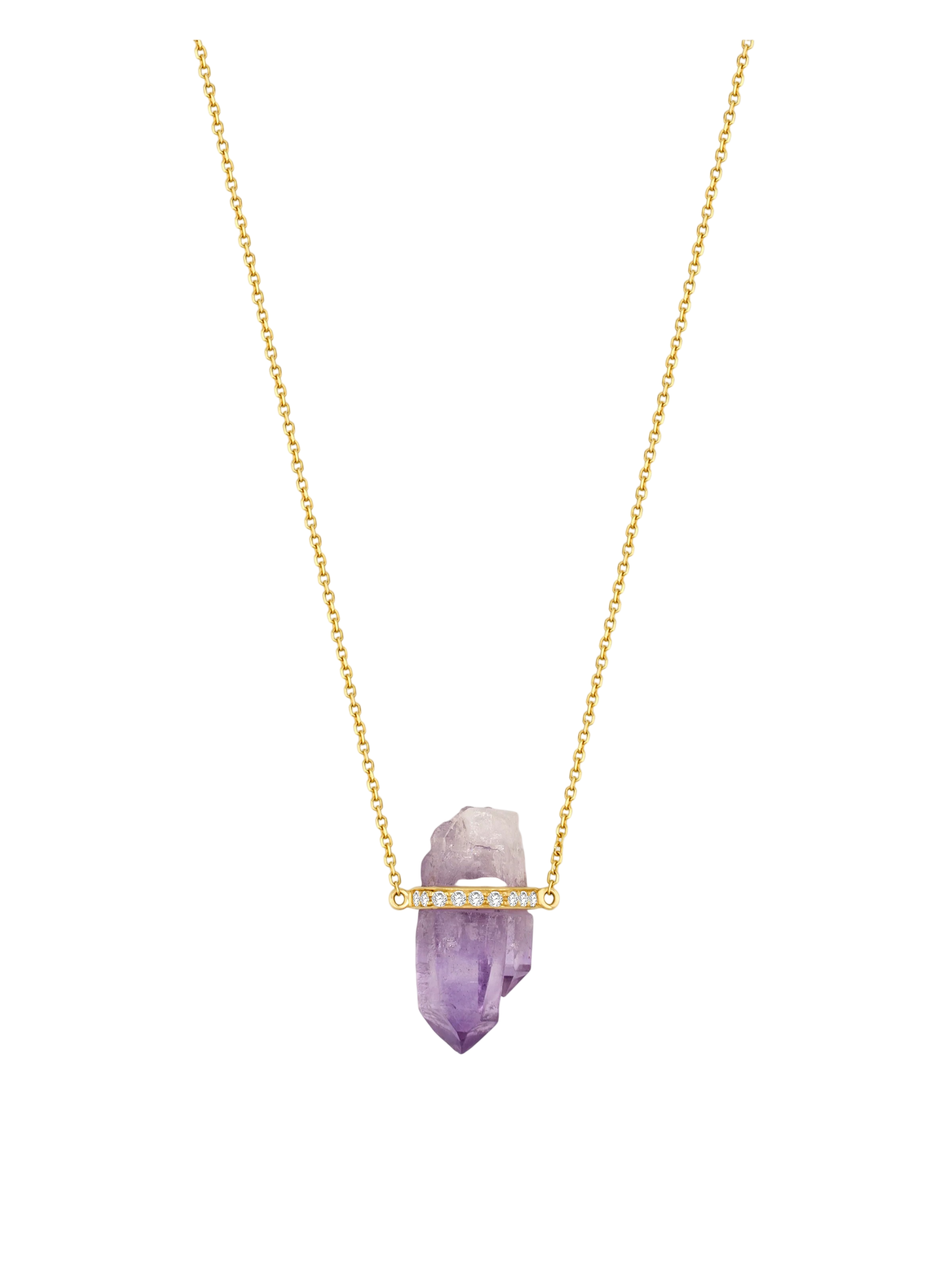 Crystalline Veracruz Amethyst Diamond Bar Necklace photo