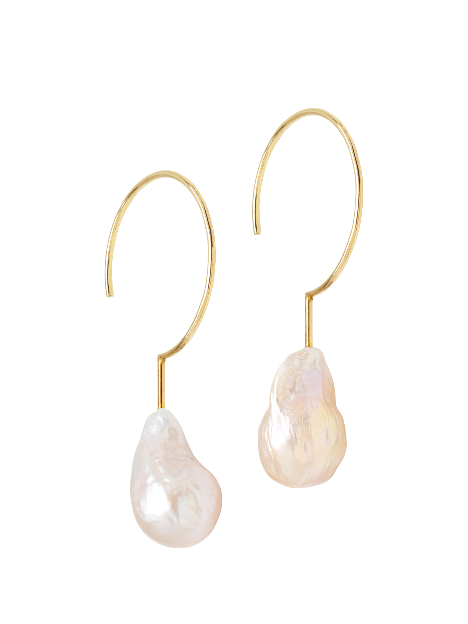 Simple baroque pearl hoop earrings