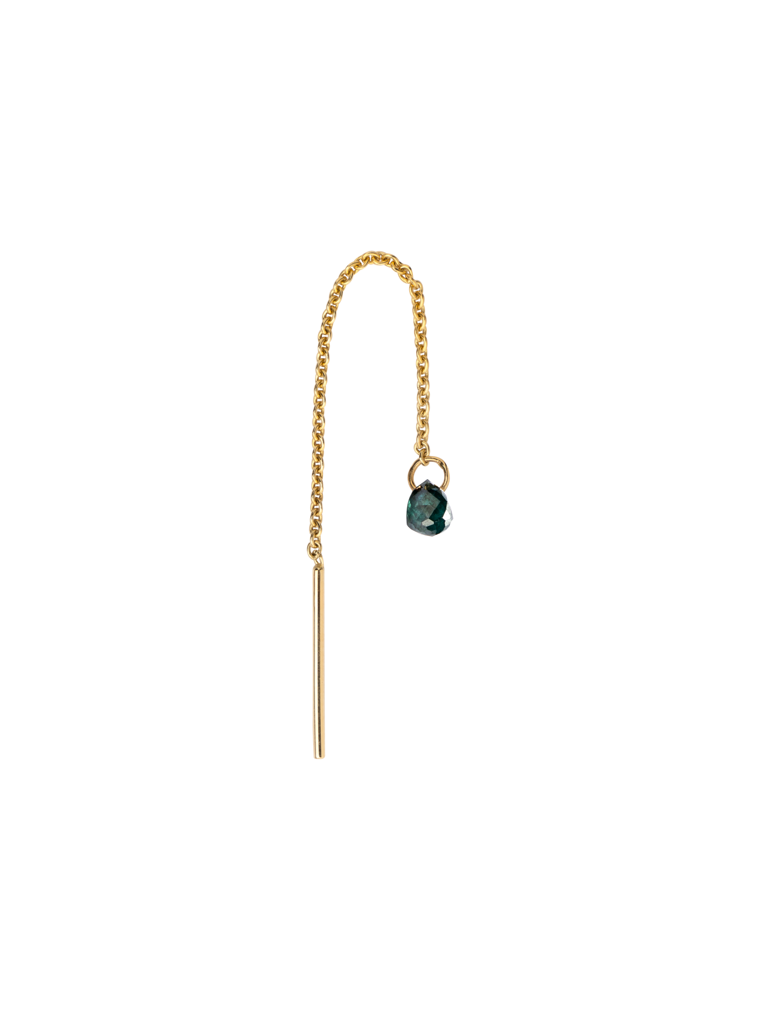 Green diamond drop threader earring
