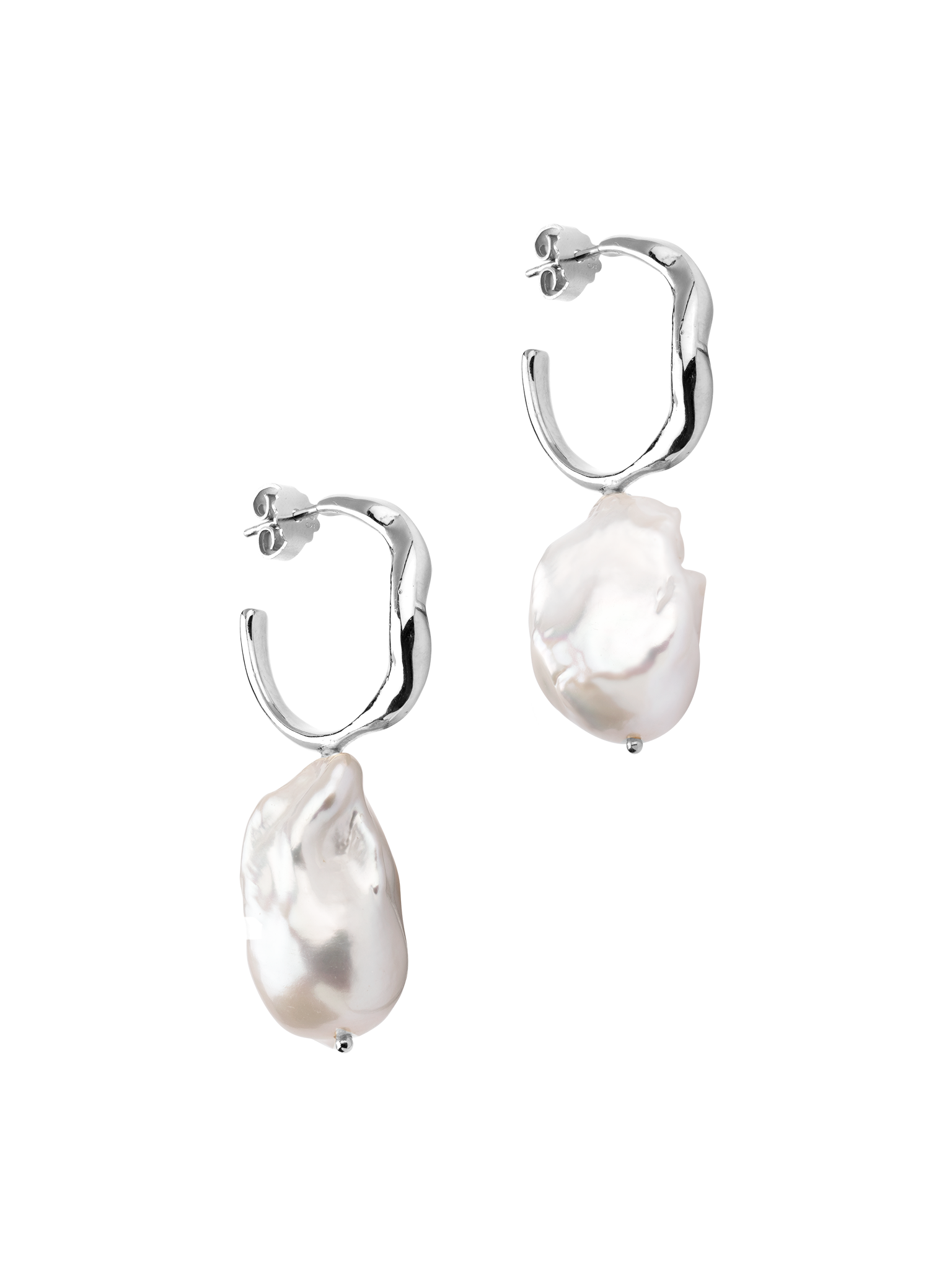 Curves baroque pearl hoop earrings