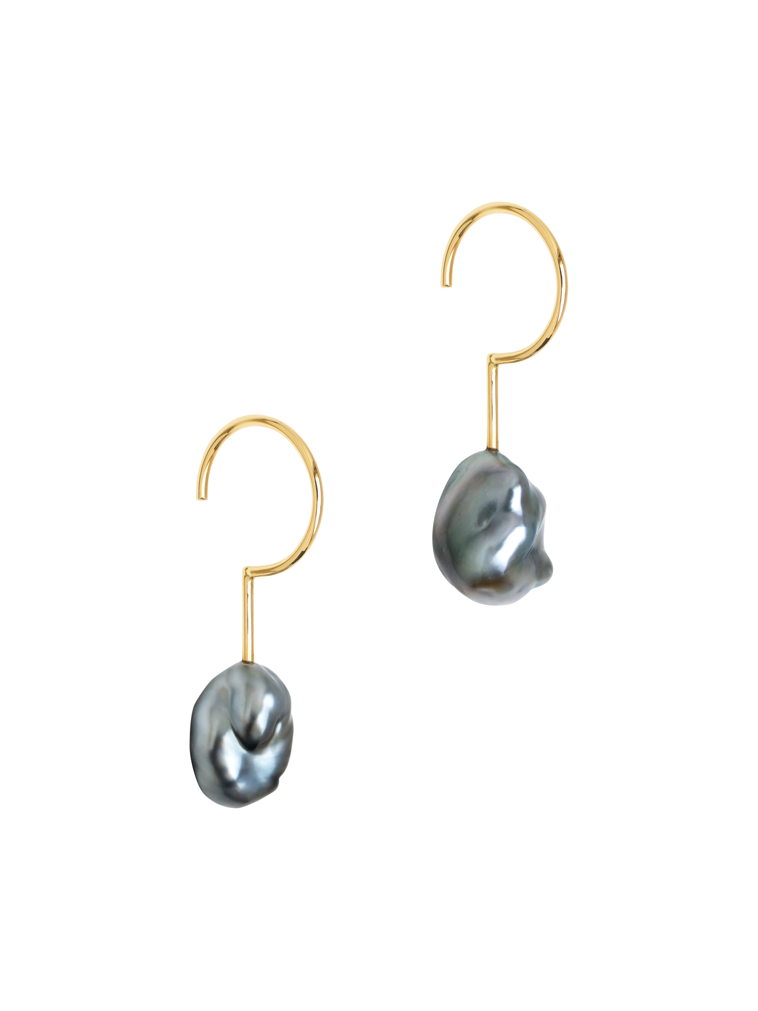 Simple grey keshi small hoop earrings