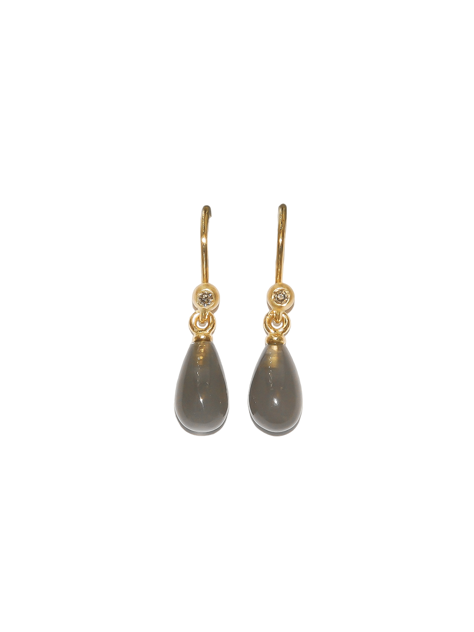 Diamond earrings with grey moonstone drops