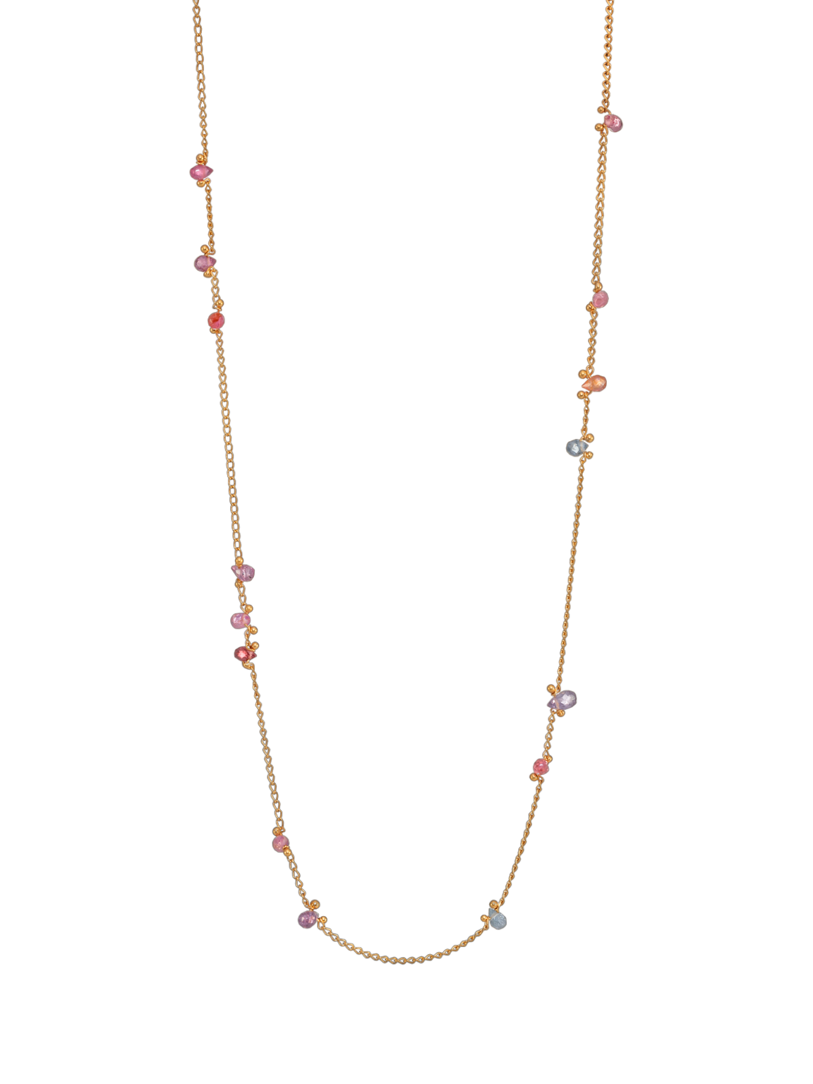 Briolette chain necklace in spinel and gold vermeil