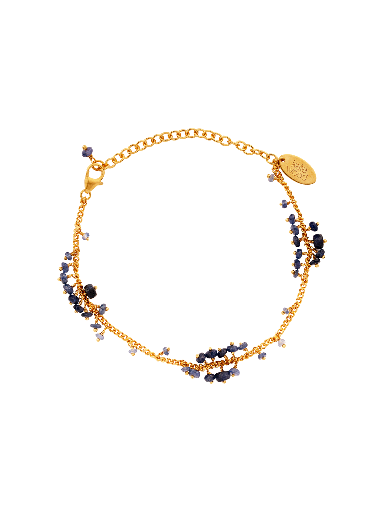 Scattered row beaded bracelet in sapphire and gold vermeil