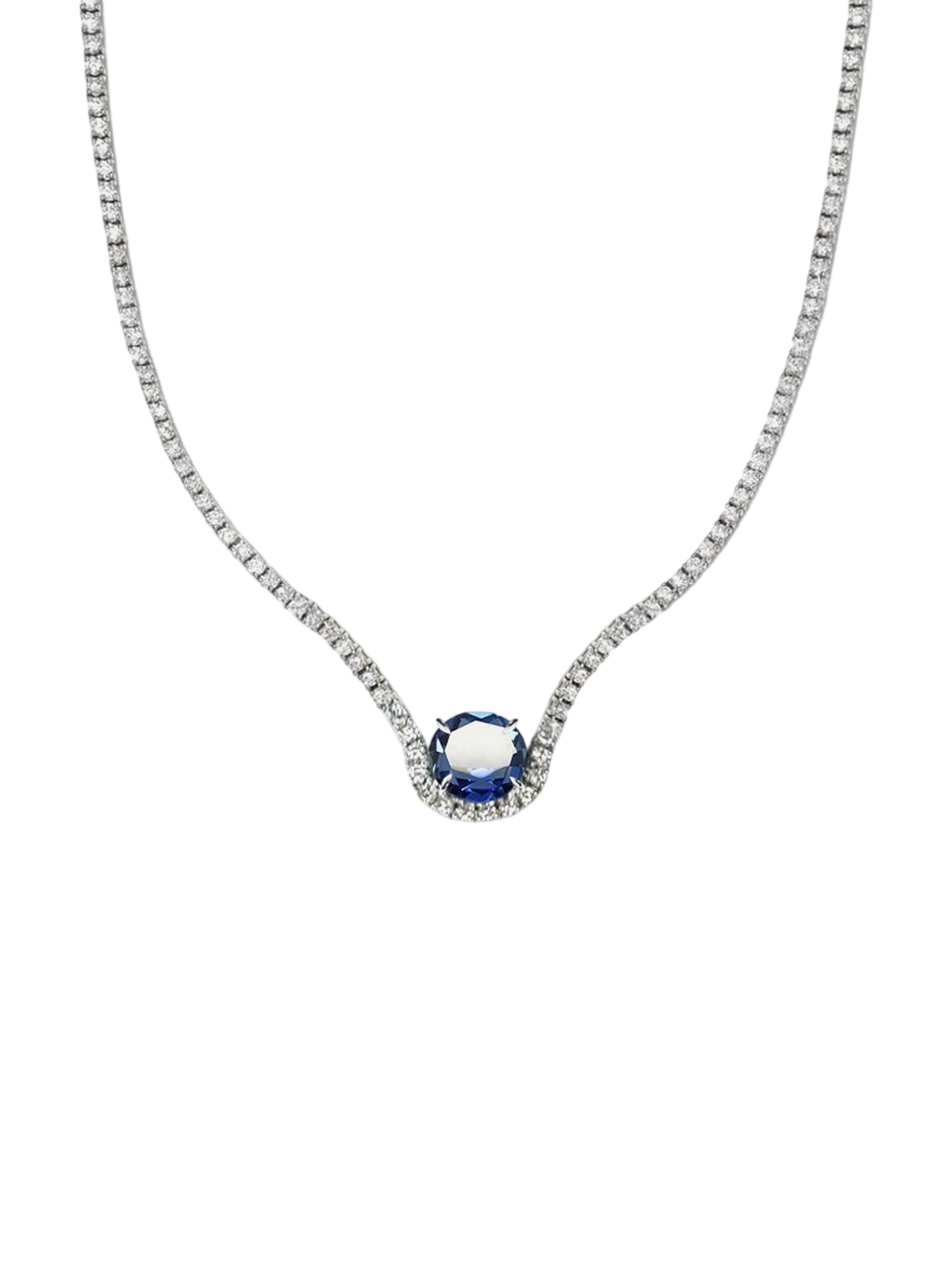 Sapphire Trace Diamond Eternity Necklace photo