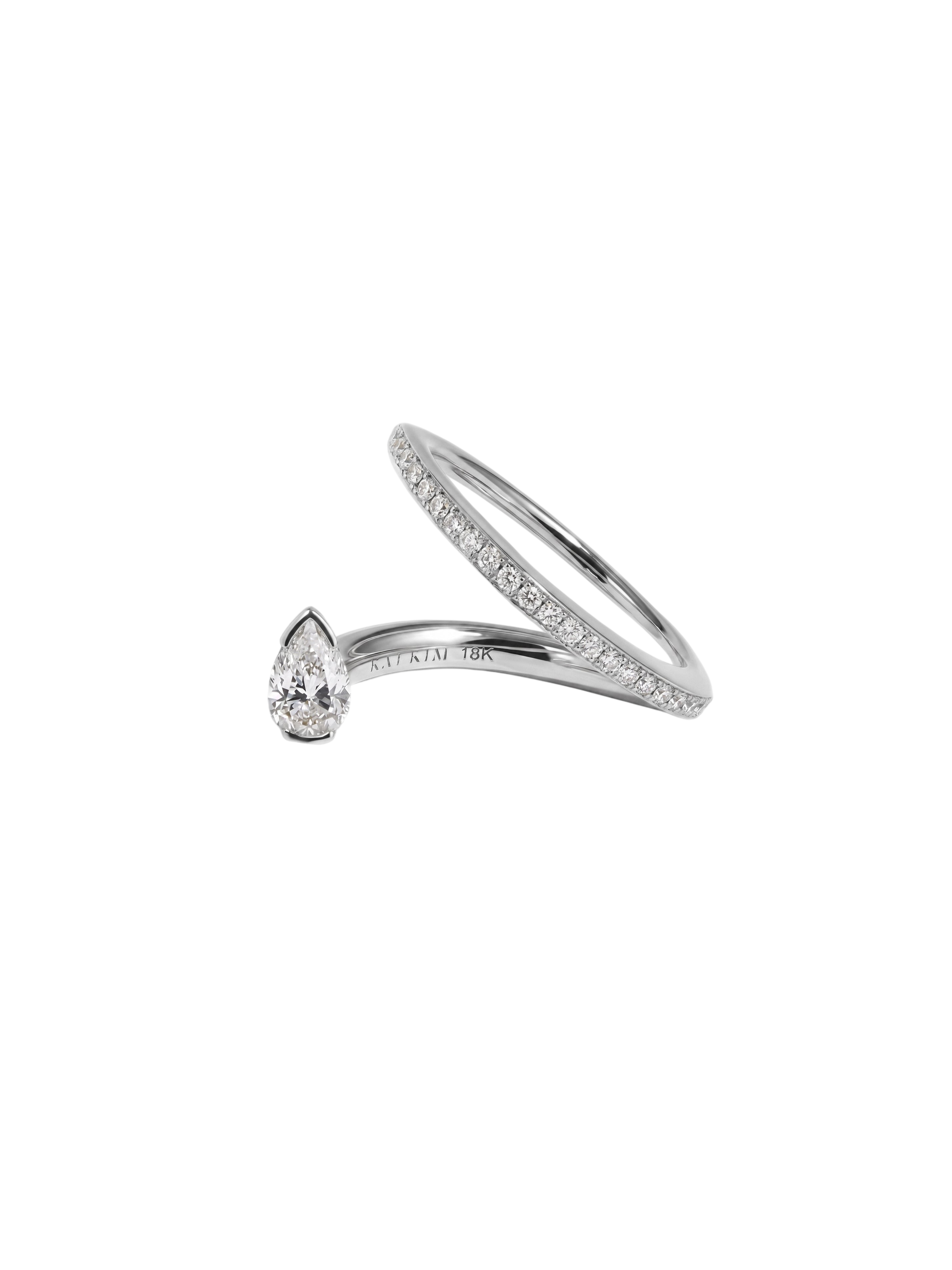 Silver Pear Crescendo Flare Pavé Ring photo