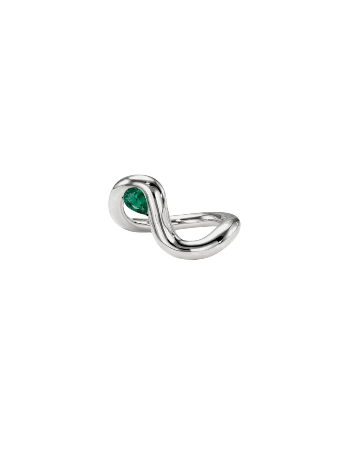 Silver Mini Trace Emerald Cloud Ring photo