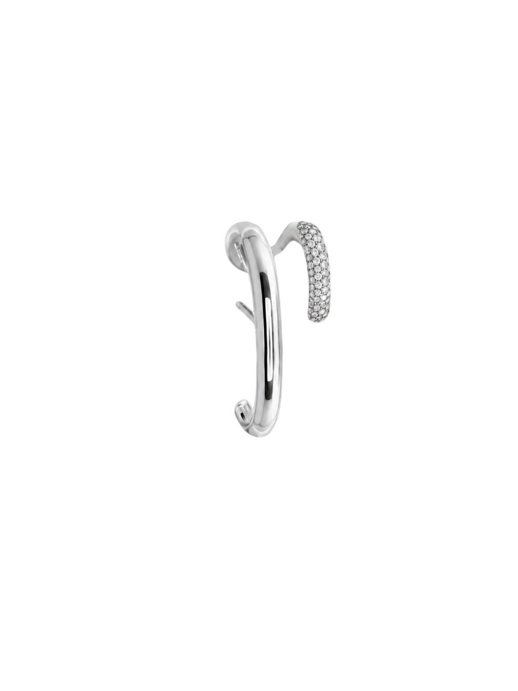 Silver Mono Half Pavé Earring