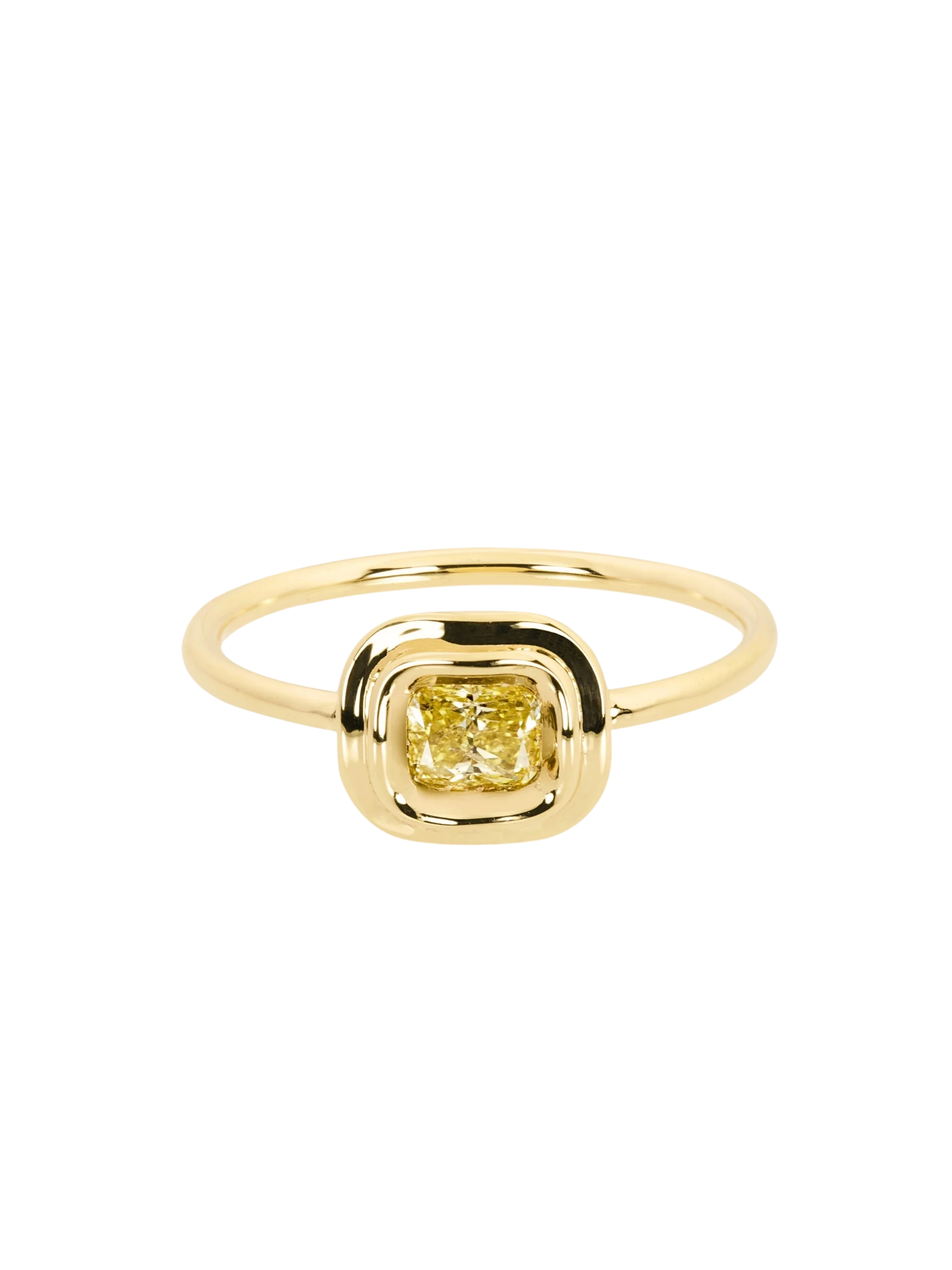 Yellow cushion cut obi skai #1 ring photo