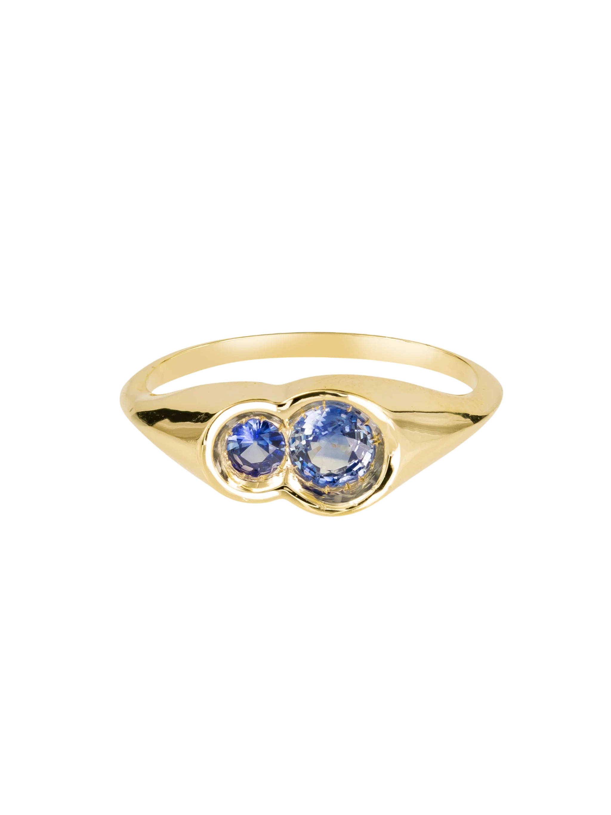 Blue Sapphire Round Obi no.2 Signet Ring photo
